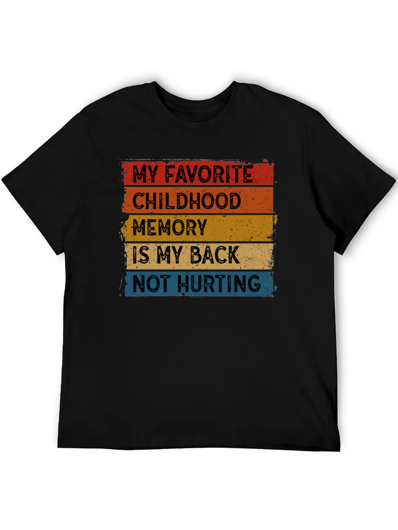 Black Funny Back Pain T-Shirt - "Childhood Memory" view 5