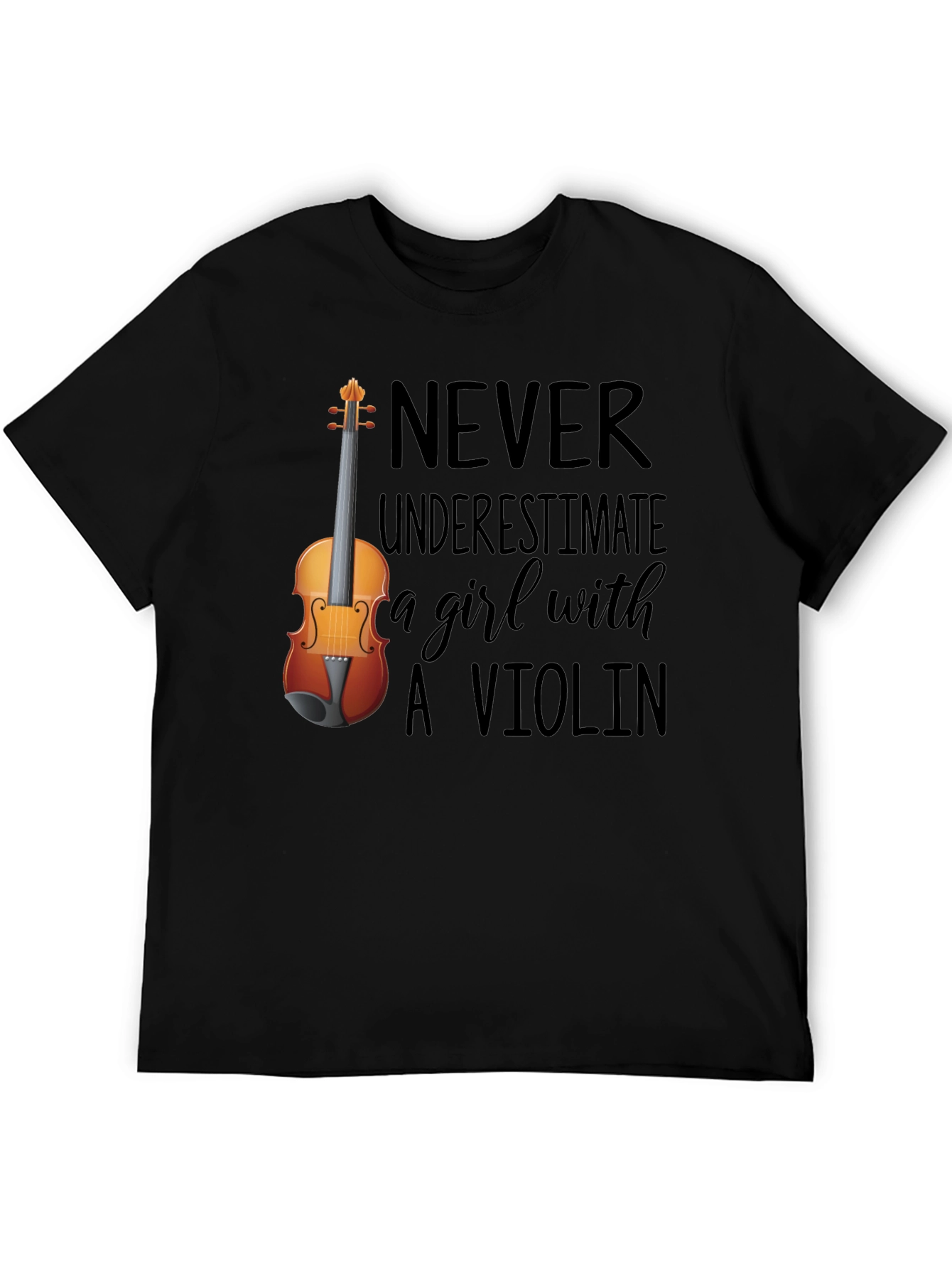 Black Never Underestimate a Girl with A Violin Tee view 5