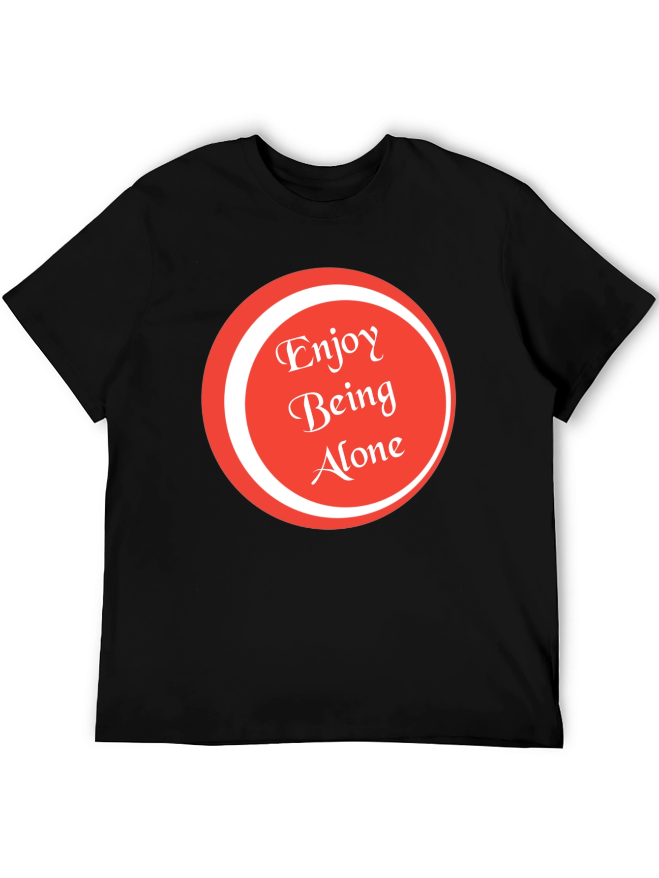Black Enjoy Being Alone Graphic Tee - Soft Cotton view 5