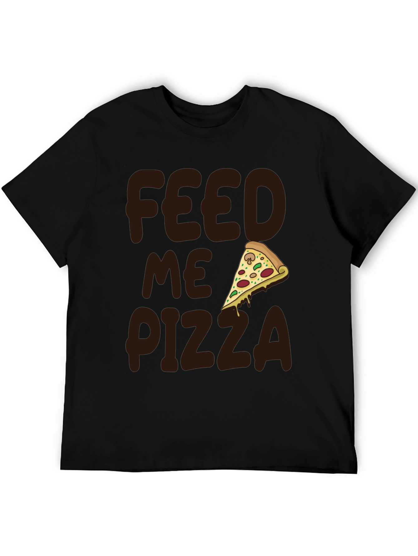 Black Feed Me Pizza Graphic Tee - Funny Food Lover Shirt view 5
