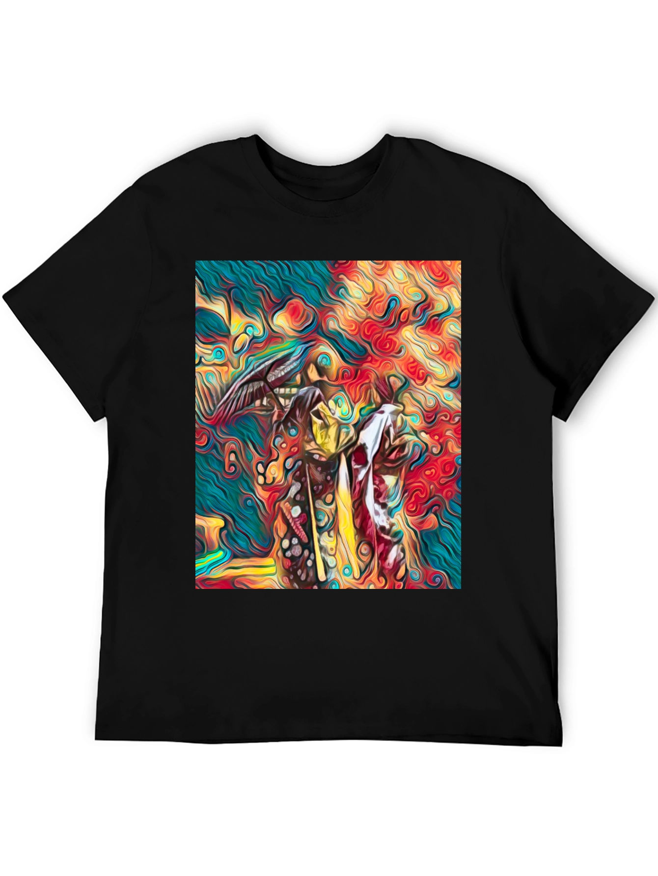 Black Abstract Art Graphic Tee - Vivid Colors, Unique Design view 5