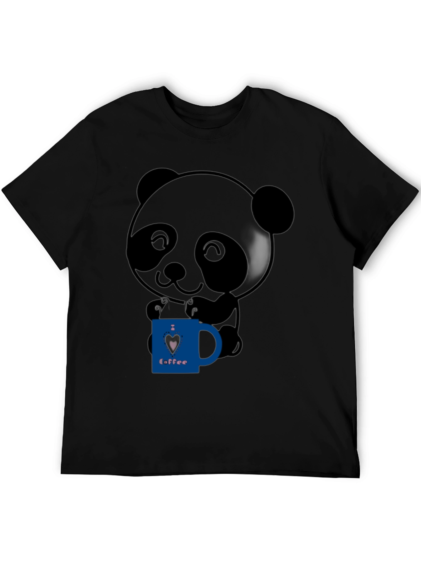 Black Cute Panda Bear I Love Coffee Graphic T-Shirt view 5