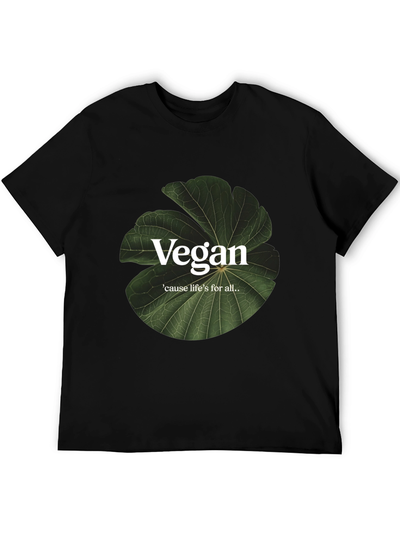 Black Vegan Life T-Shirt - Cause Life's For All - Plant-Based Style view 5