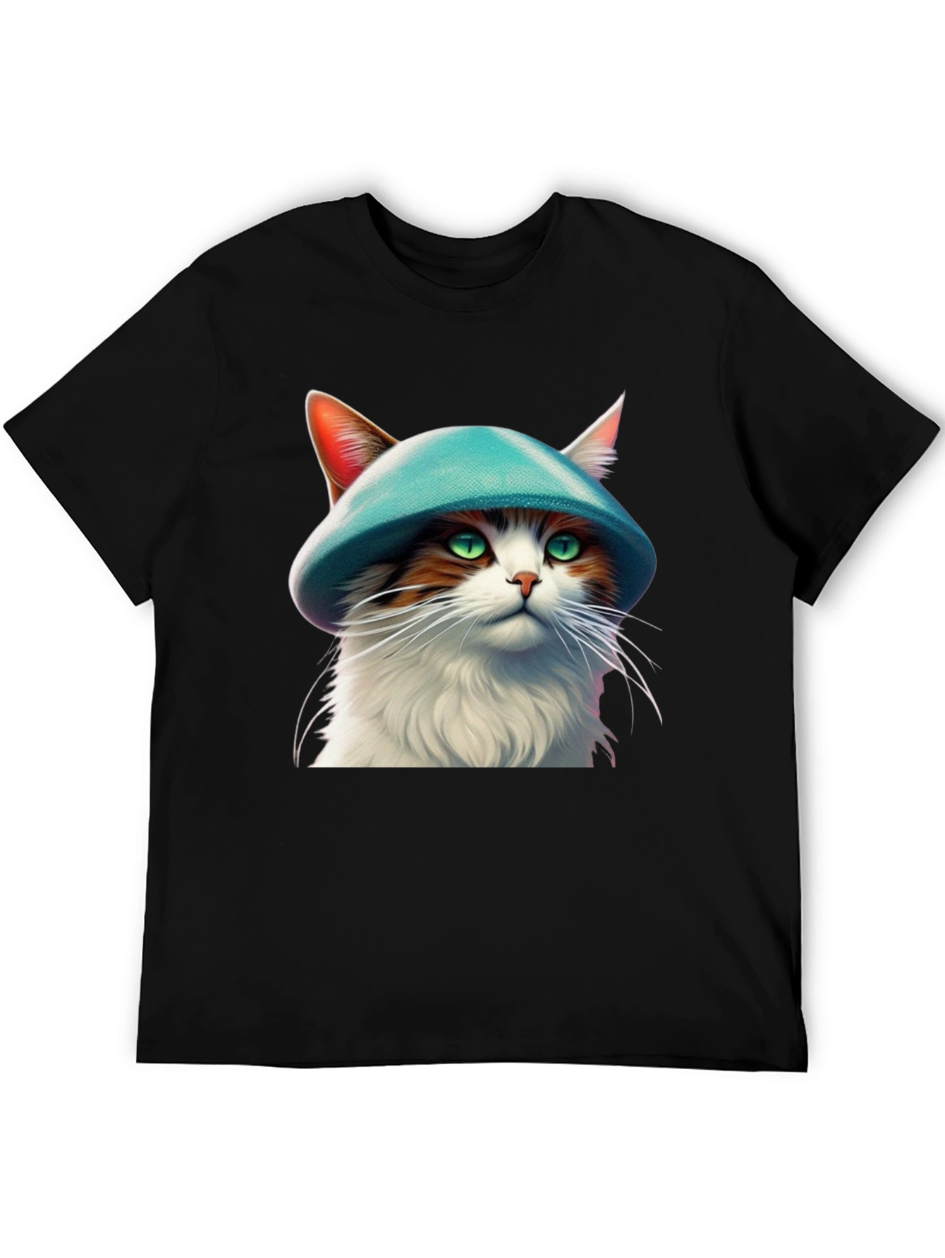 Black Cat with Hat Graphic T-Shirt view 5