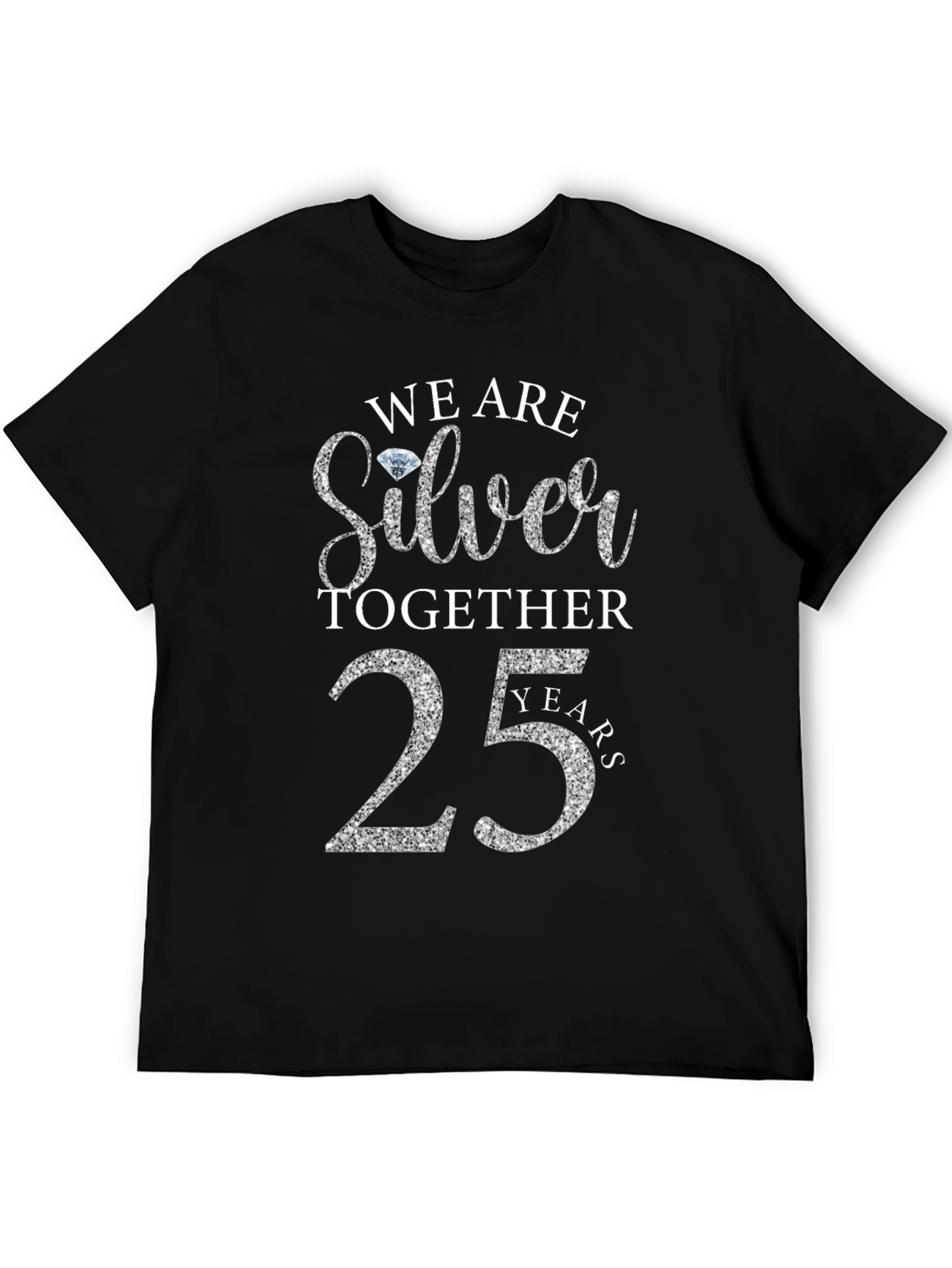 Black Silver Anniversary 25 Years T-Shirt view 5