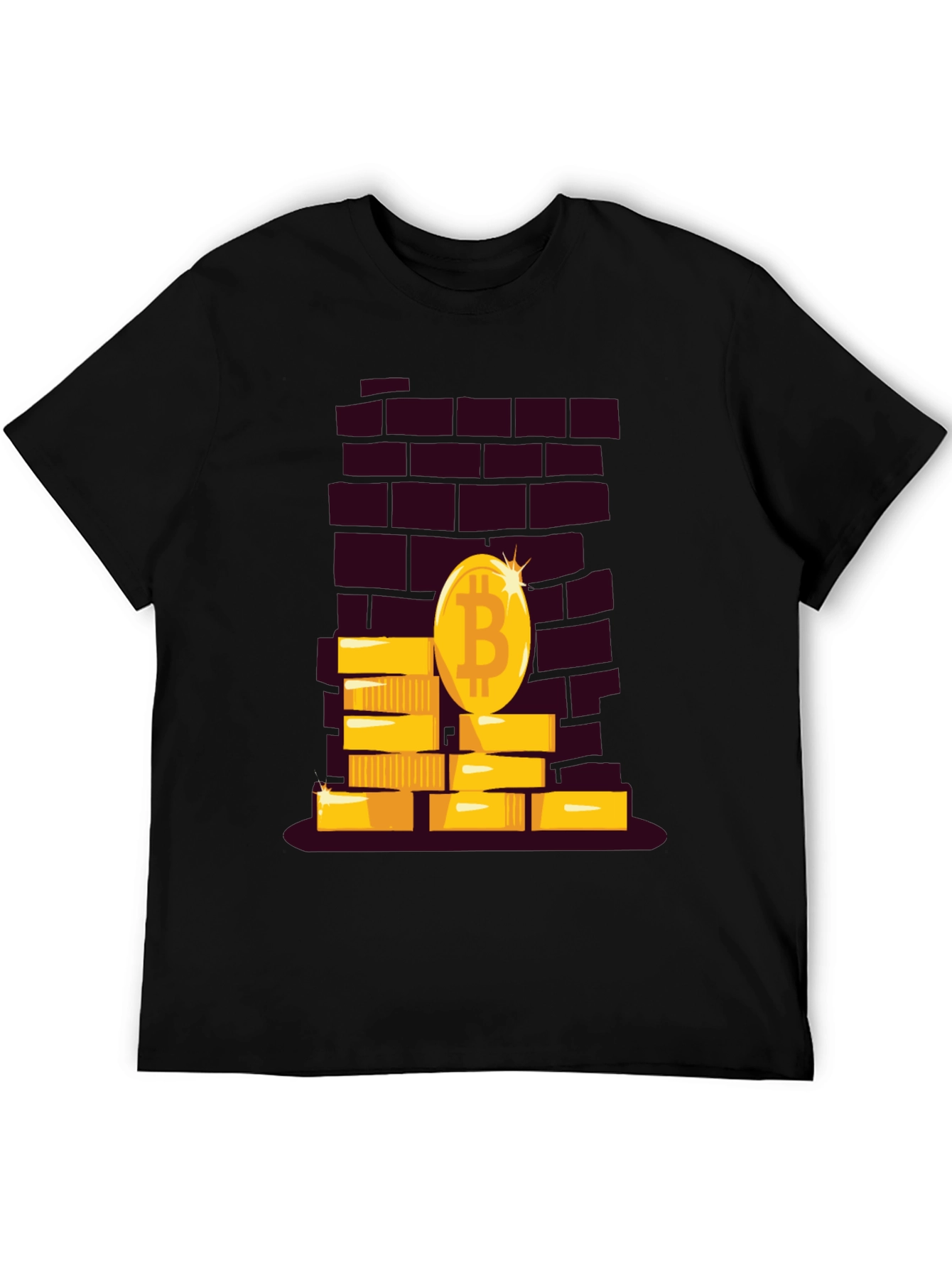 Black Bitcoin Brick Wall Tee - Crypto Currency T-Shirt view 5