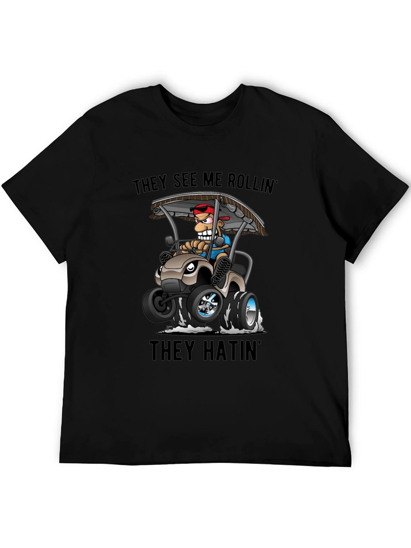 Black They See Me Rollin' T-Shirt view 5