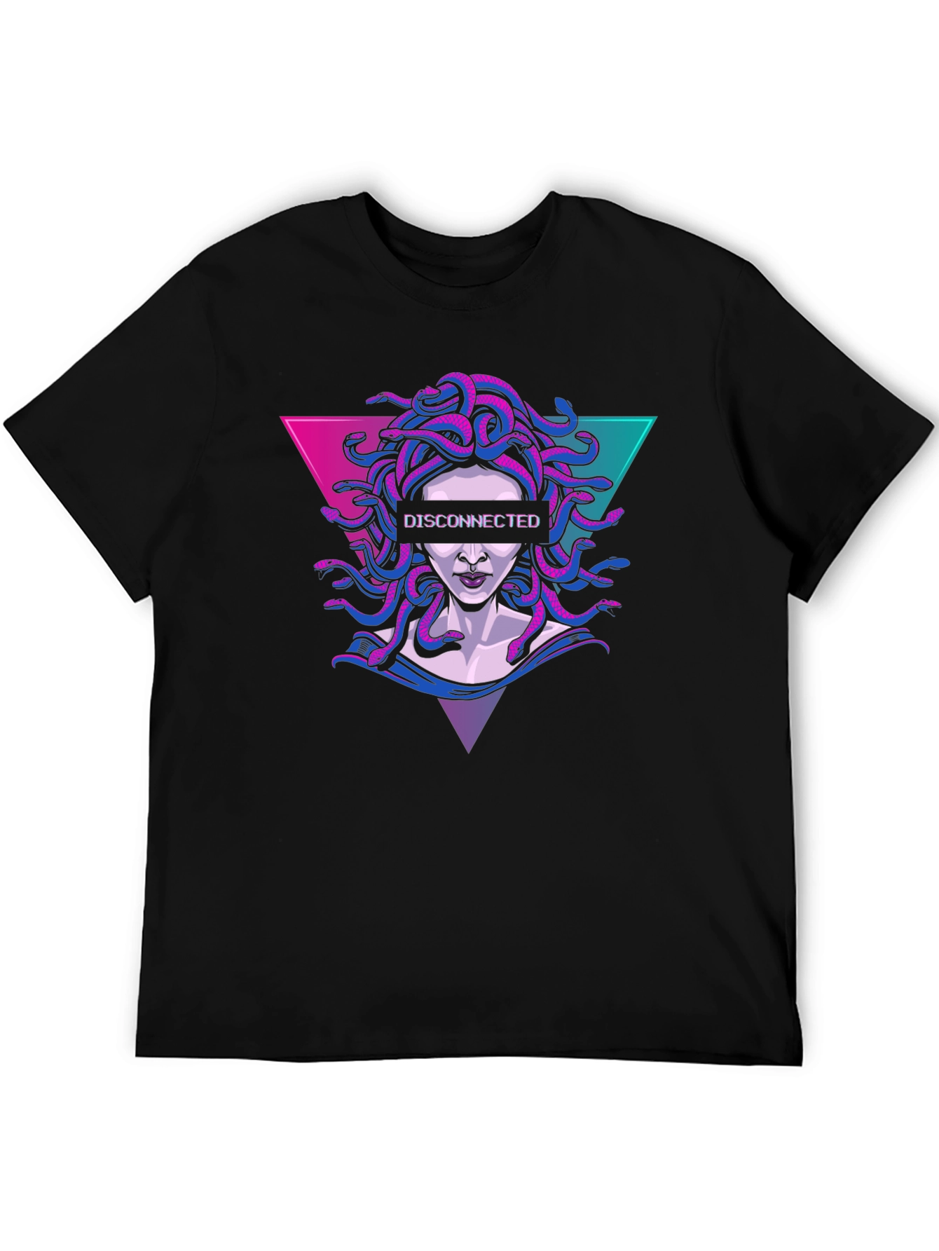 Black Disconnected Medusa Graphic Tee - Unique Design view 5