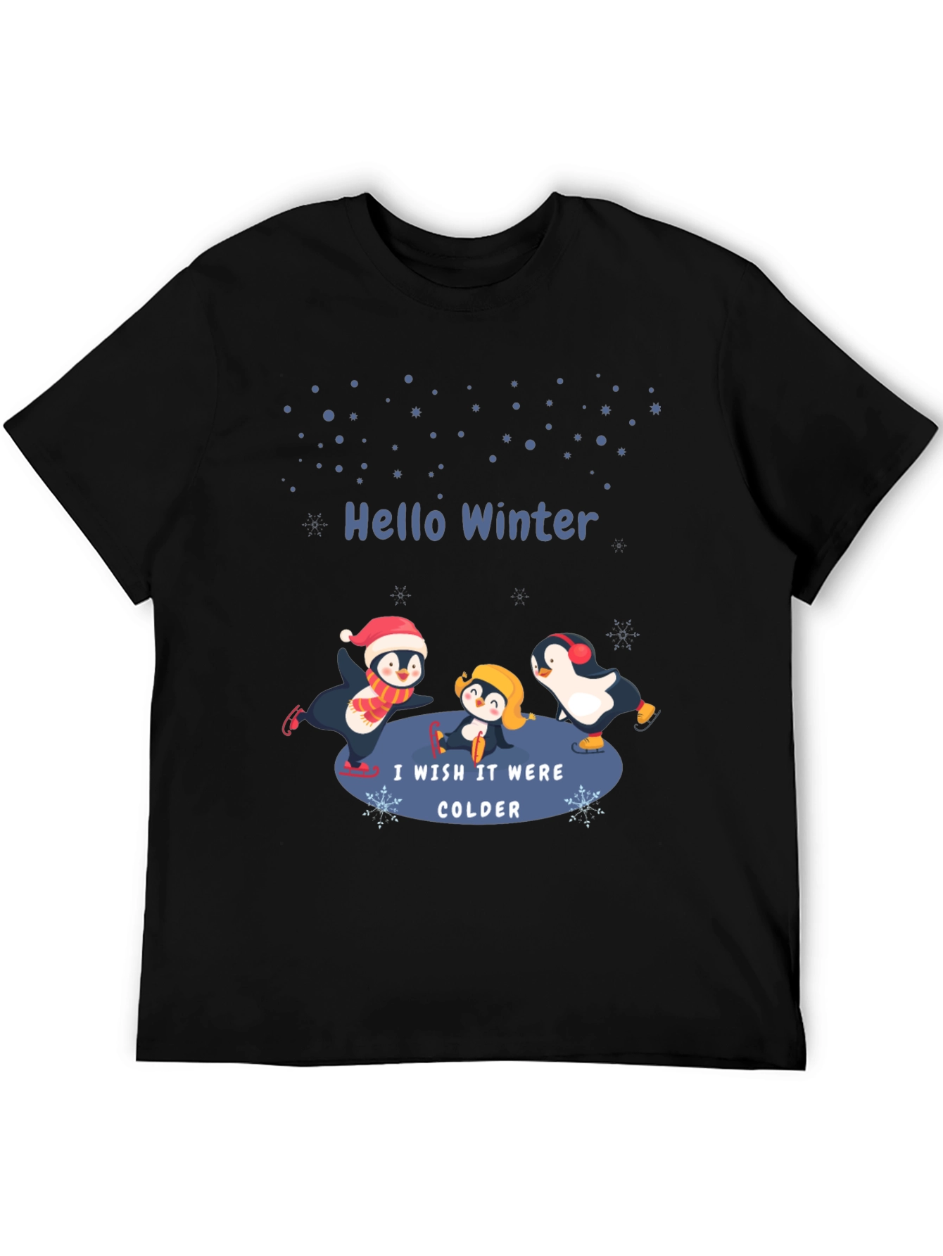 Black Winter Penguin Graphic T-Shirt view 5