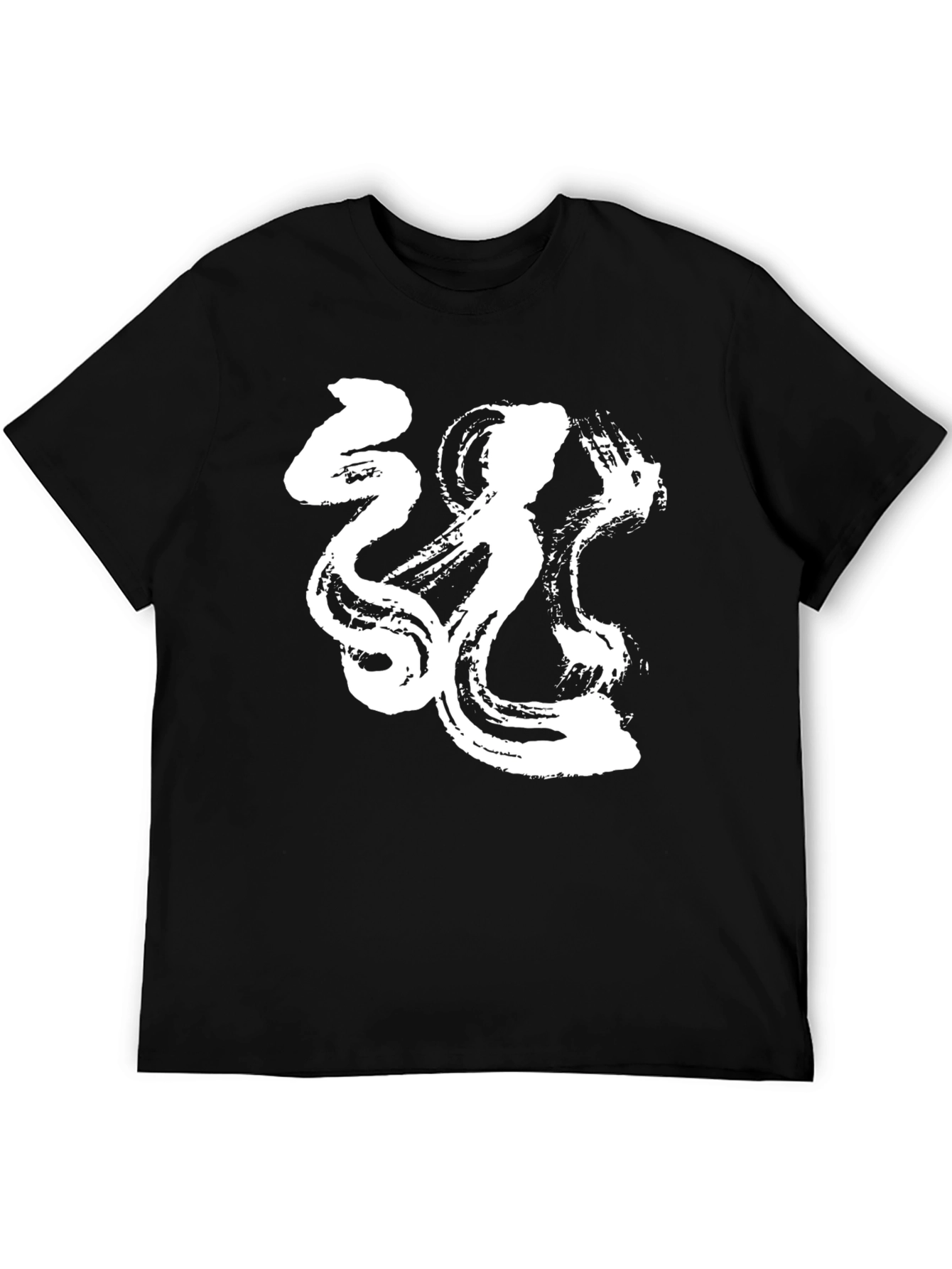 Black Abstract White Graphic Print Black T-Shirt view 5