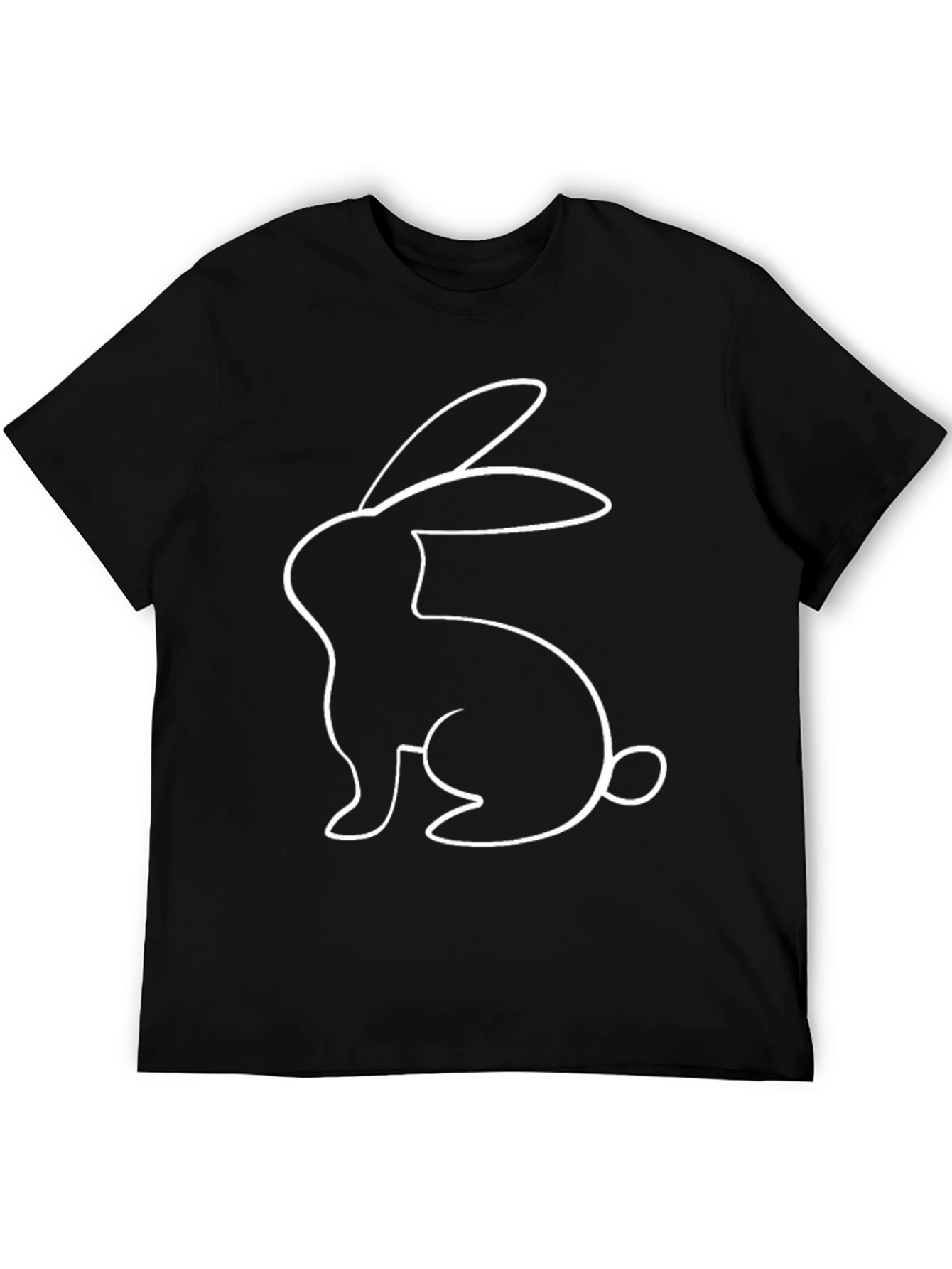 Black Rabbit Graphic Tee - Unisex Black Cotton Casual Top view 5