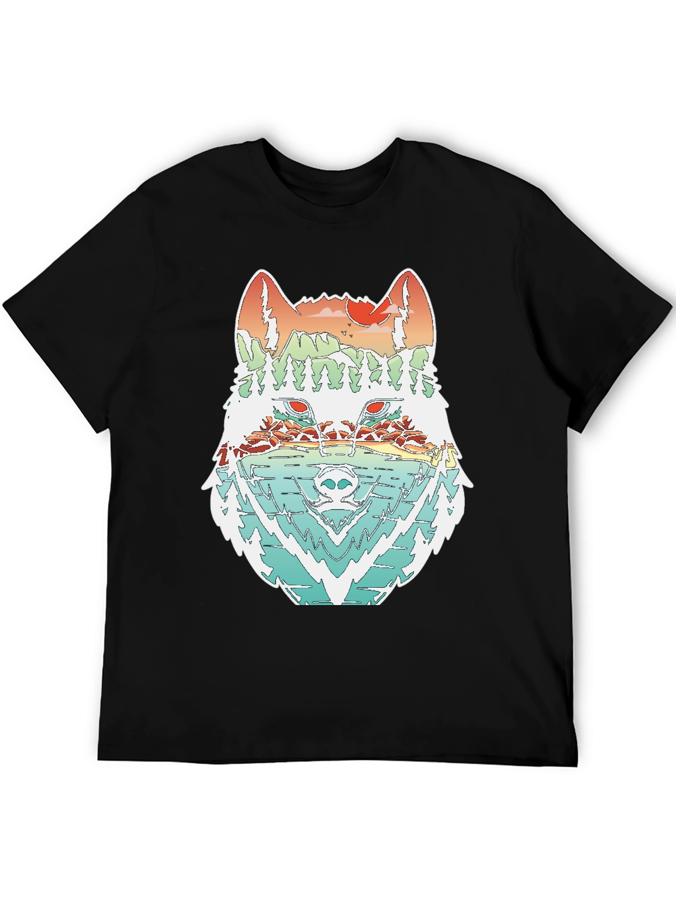 Black Nature Wolf Graphic Tee - Unisex Black T-Shirt view 5