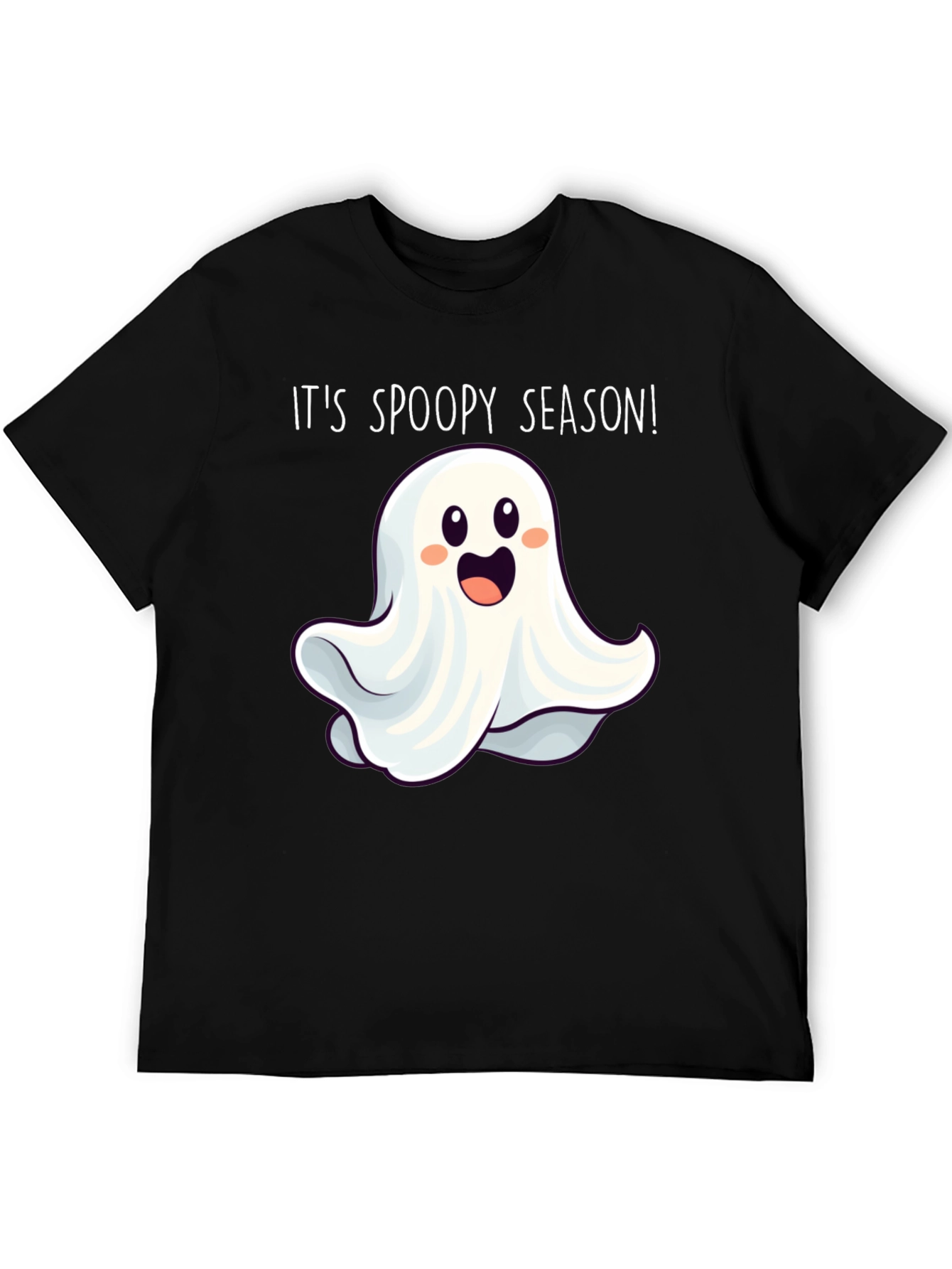 Black Spoopy Season Ghost T-Shirt view 5