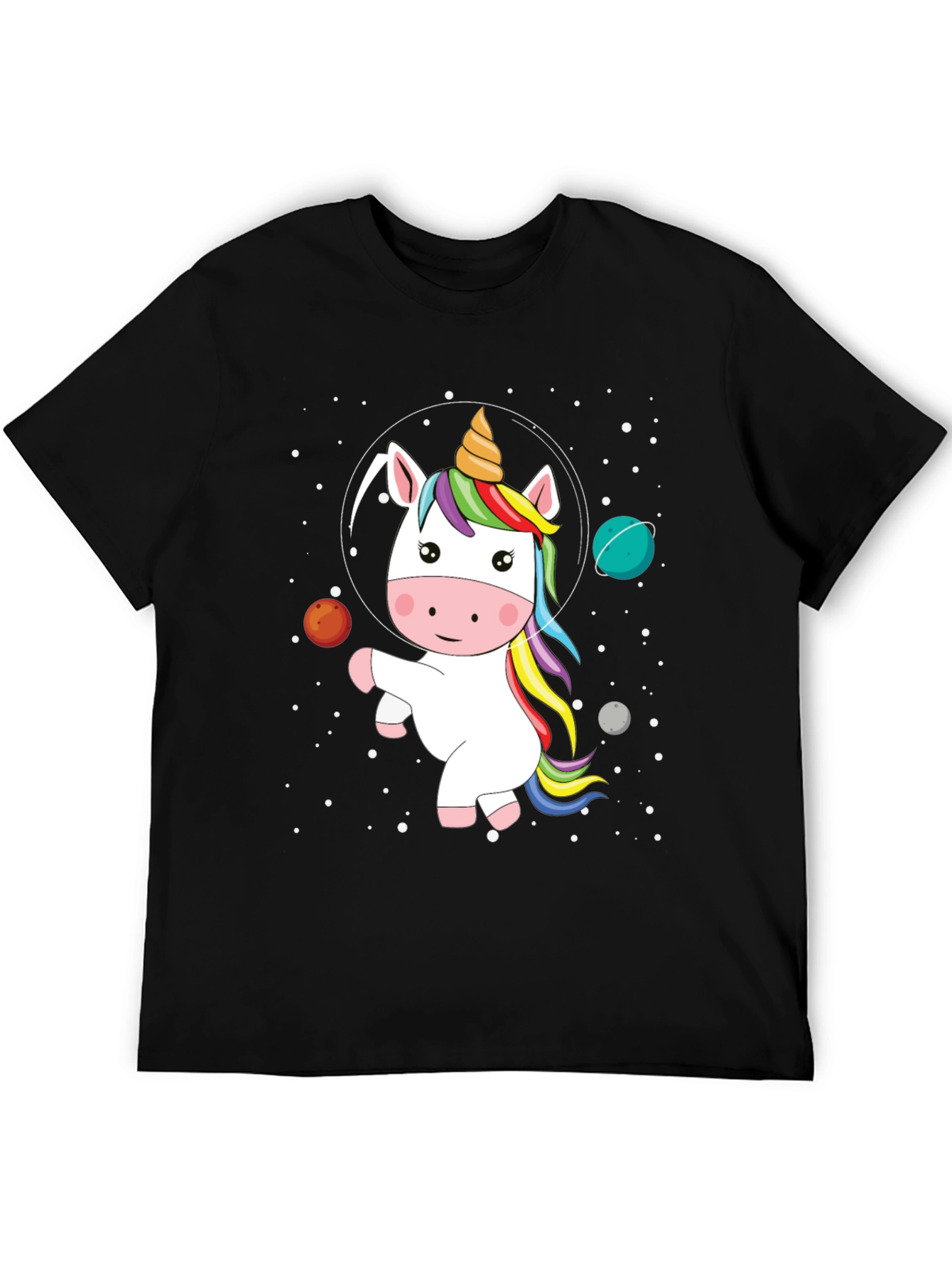 Black Unicorn in Space Graphic Tee view 5