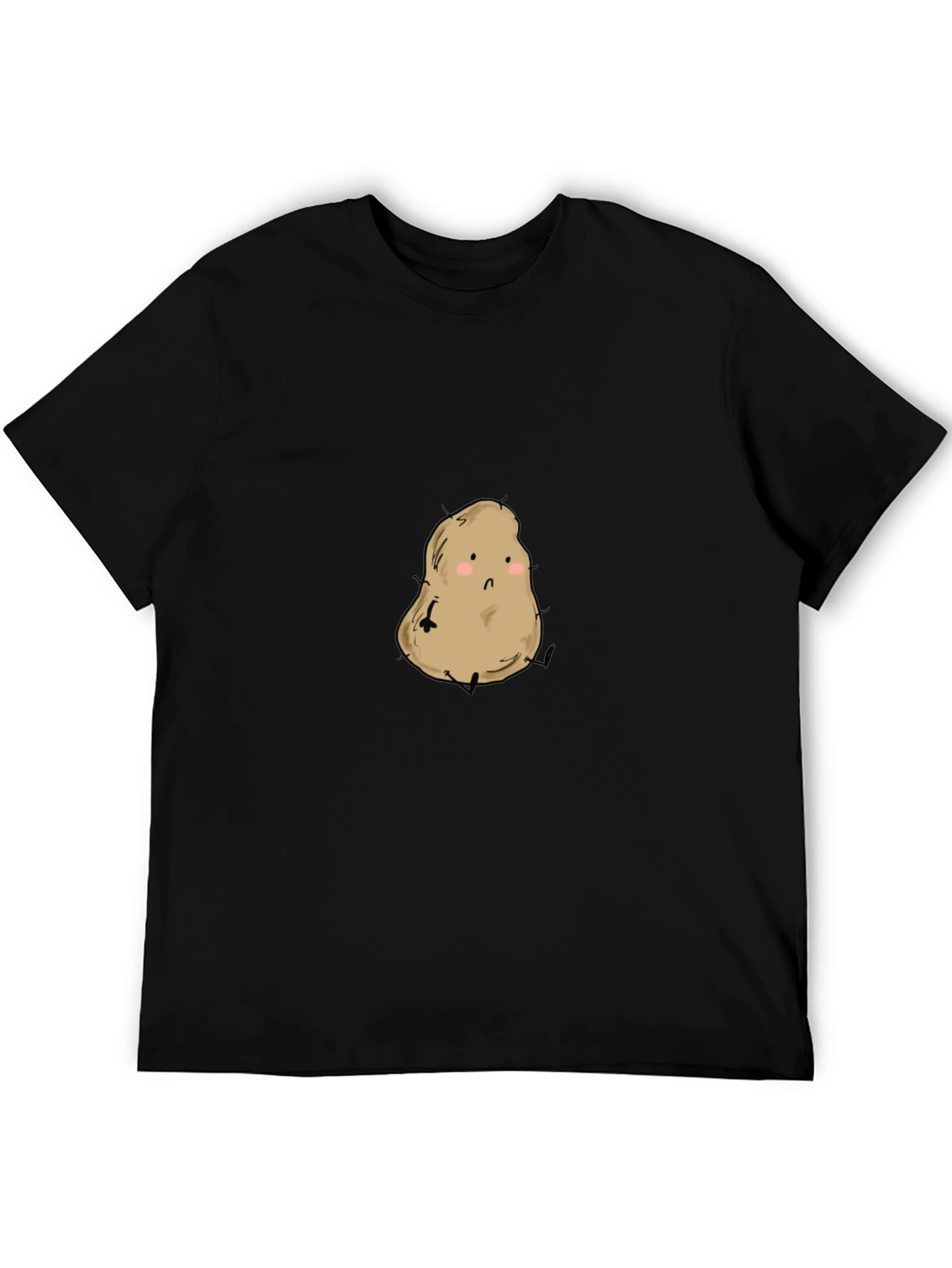 Black Cute Potato Graphic Tee - Unisex Black Shirt view 5