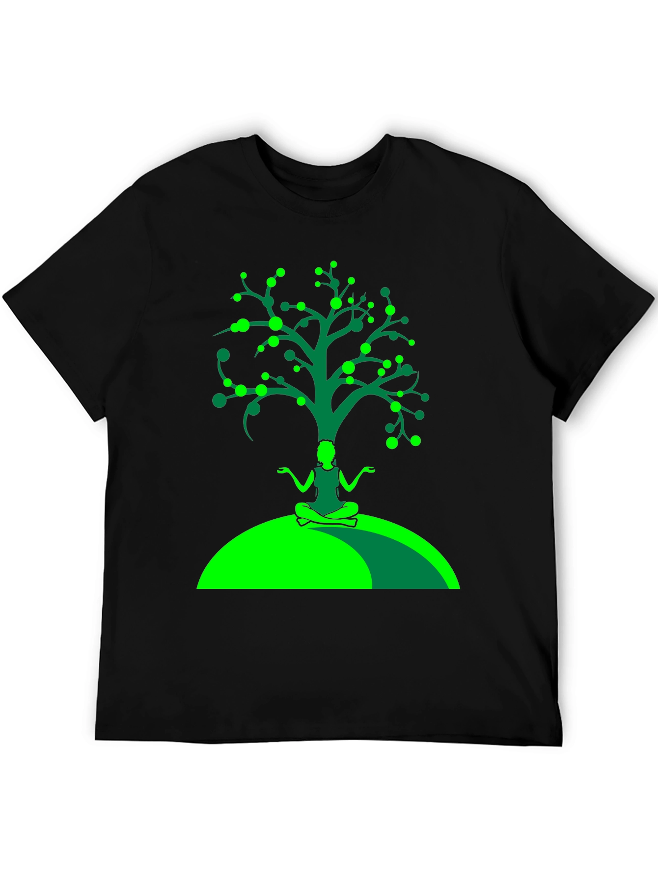 Black Yoga Tree Graphic Tee - Black Cotton T-Shirt view 5