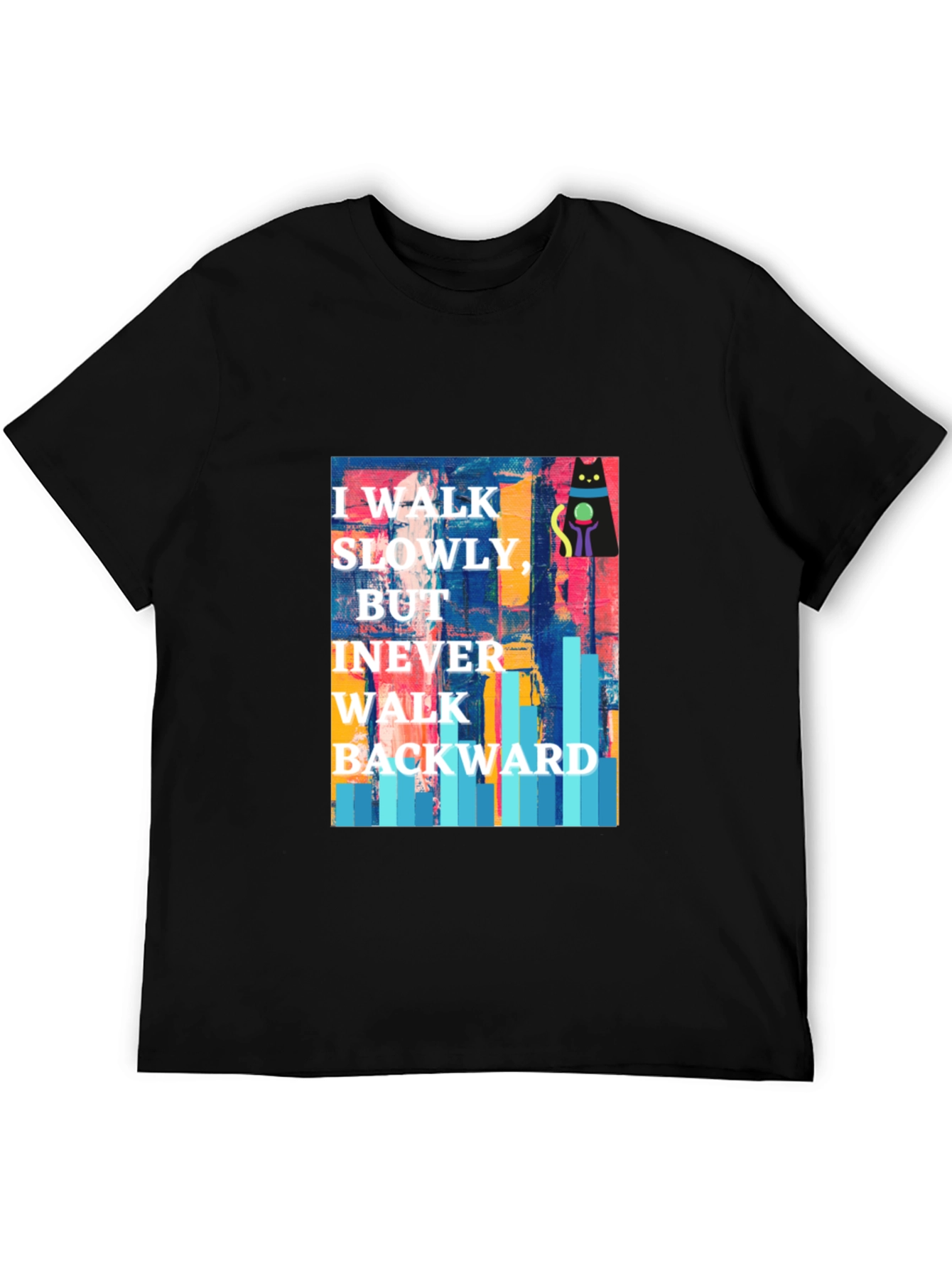 Black Abstract Cat Motivational T-Shirt view 5