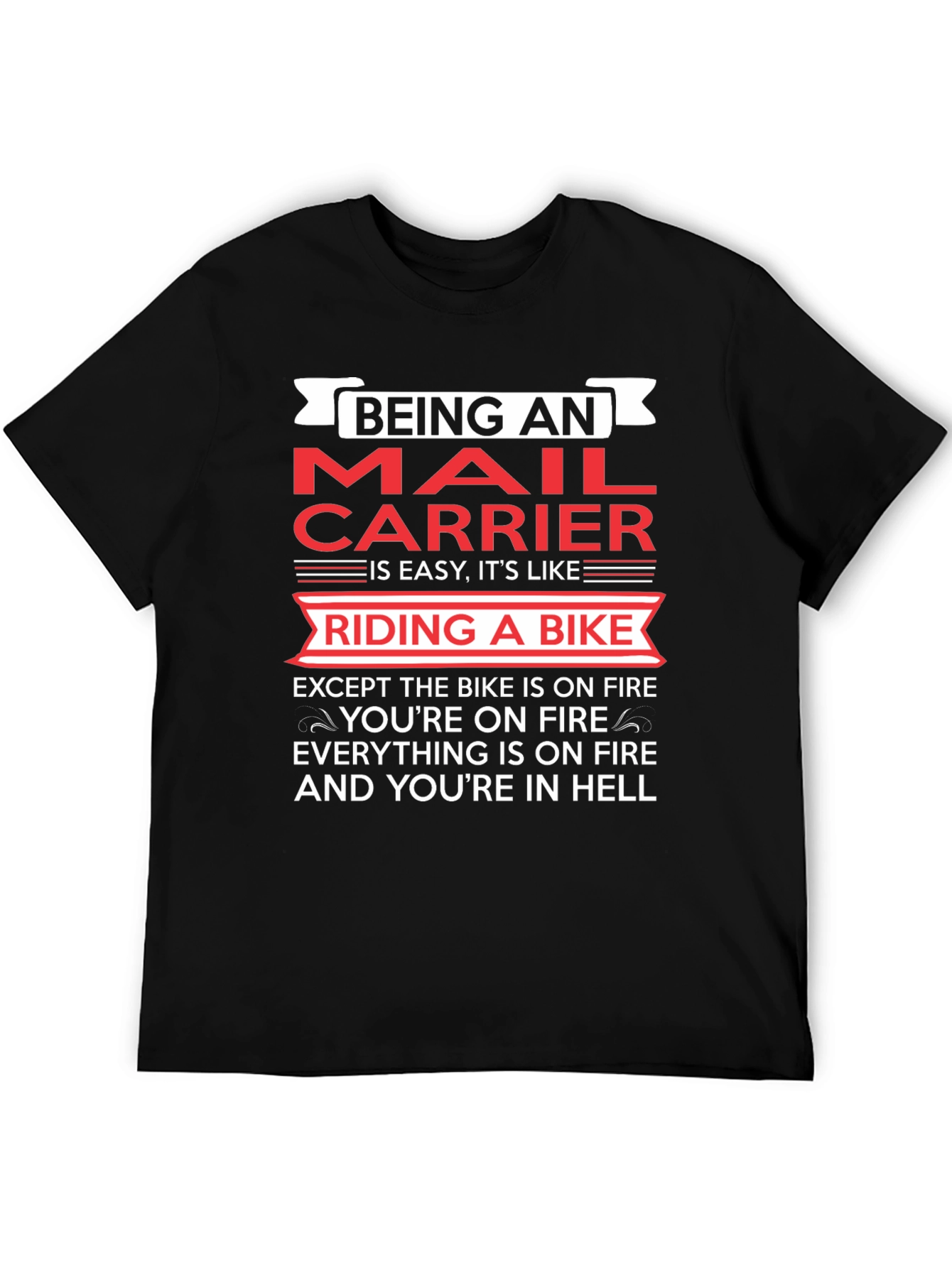 Black Mail Carrier T-Shirt: On Fire Humor view 5