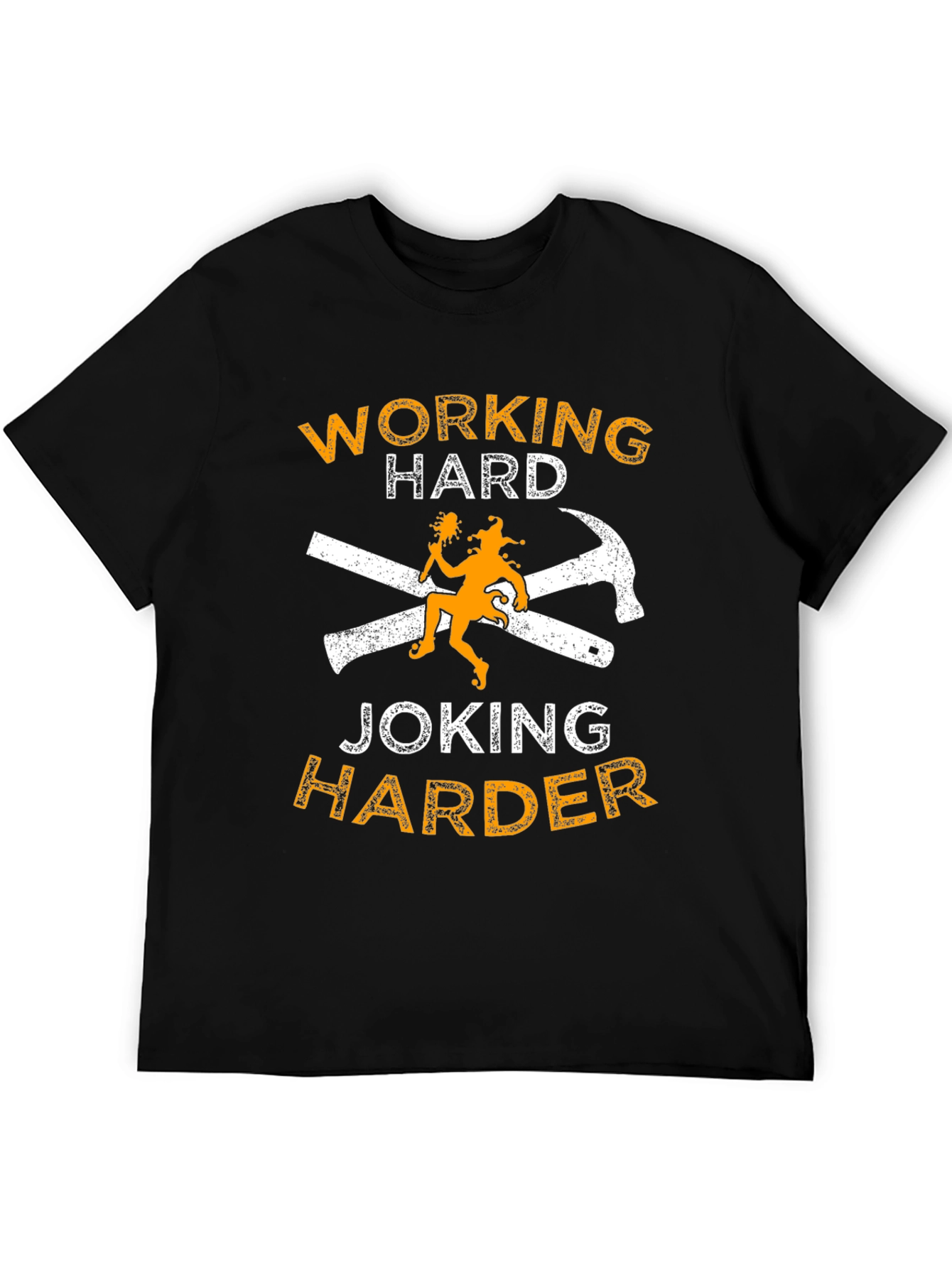 Black Working Hard Joking Harder Graphic T-Shirt view 5