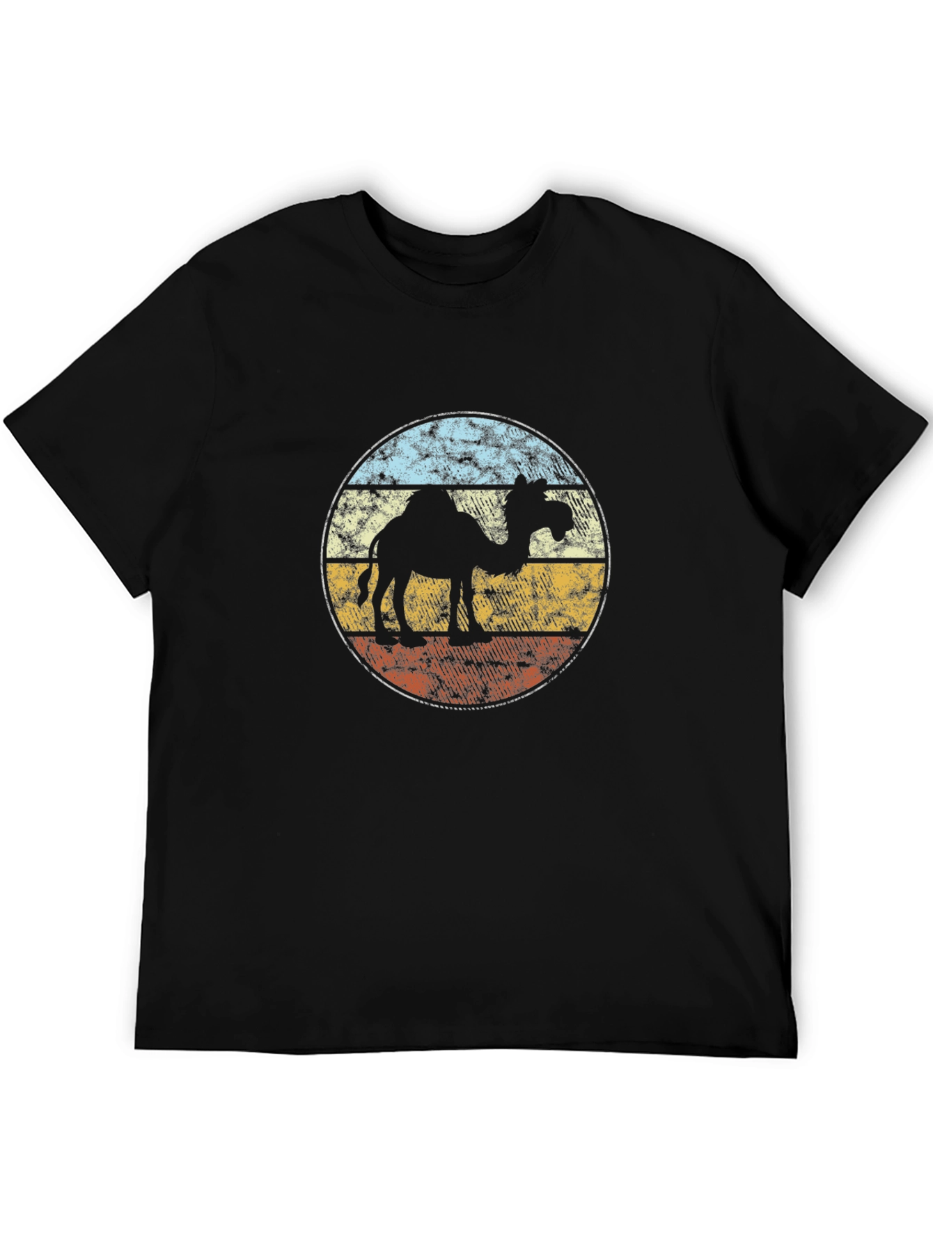 Black Retro Camel T-Shirt - Vintage Style Desert Graphic Tee view 5