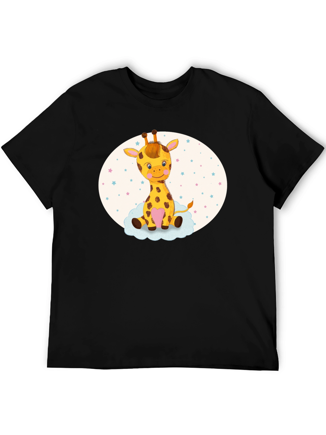 Black Cute Giraffe Tee - Cartoon Animal Graphic view 5