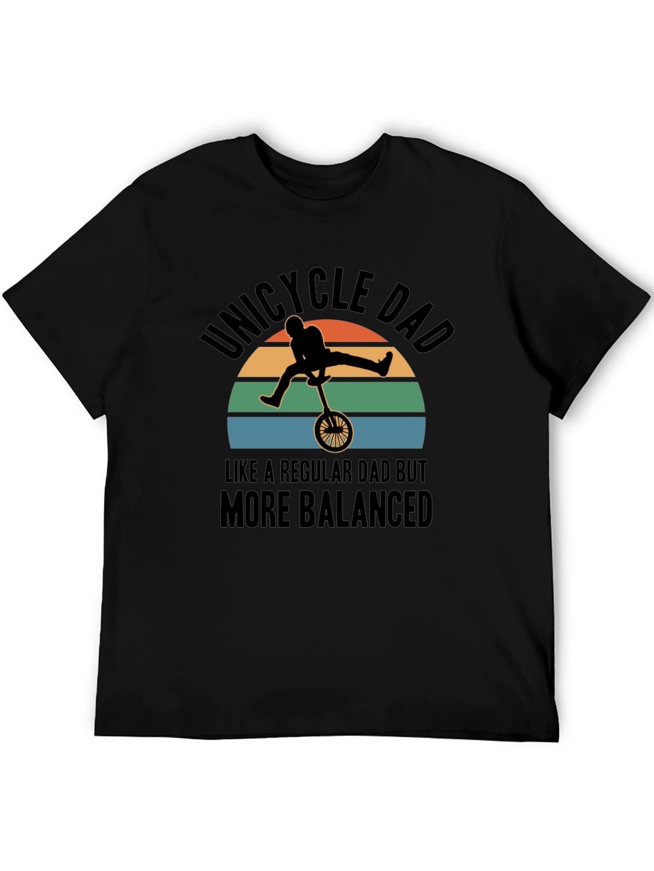 Black Unicycle Dad T-Shirt - Balanced Father's Day Gift view 5