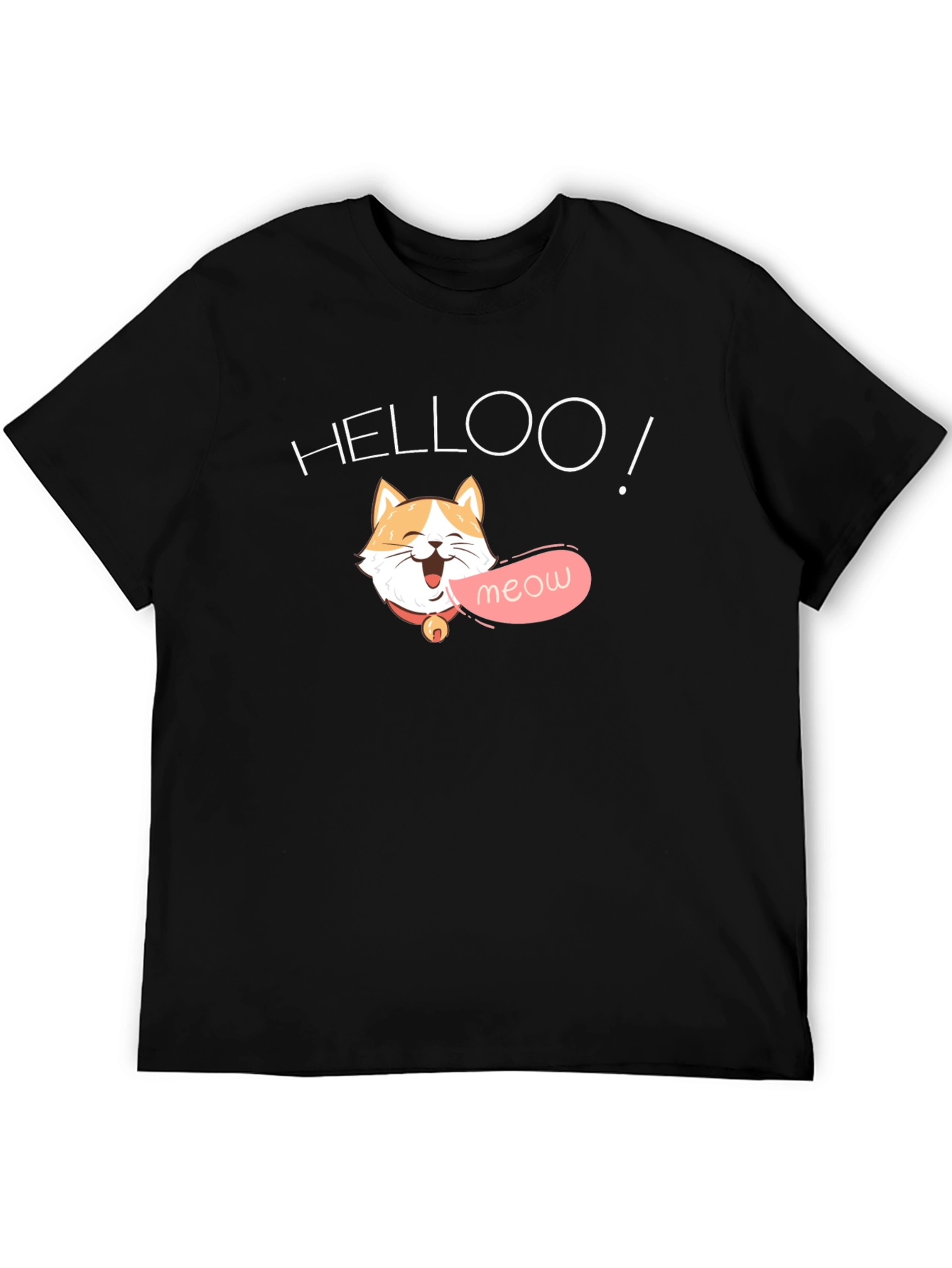 Black Helloo Meow Cat Graphic Tee - Black view 5