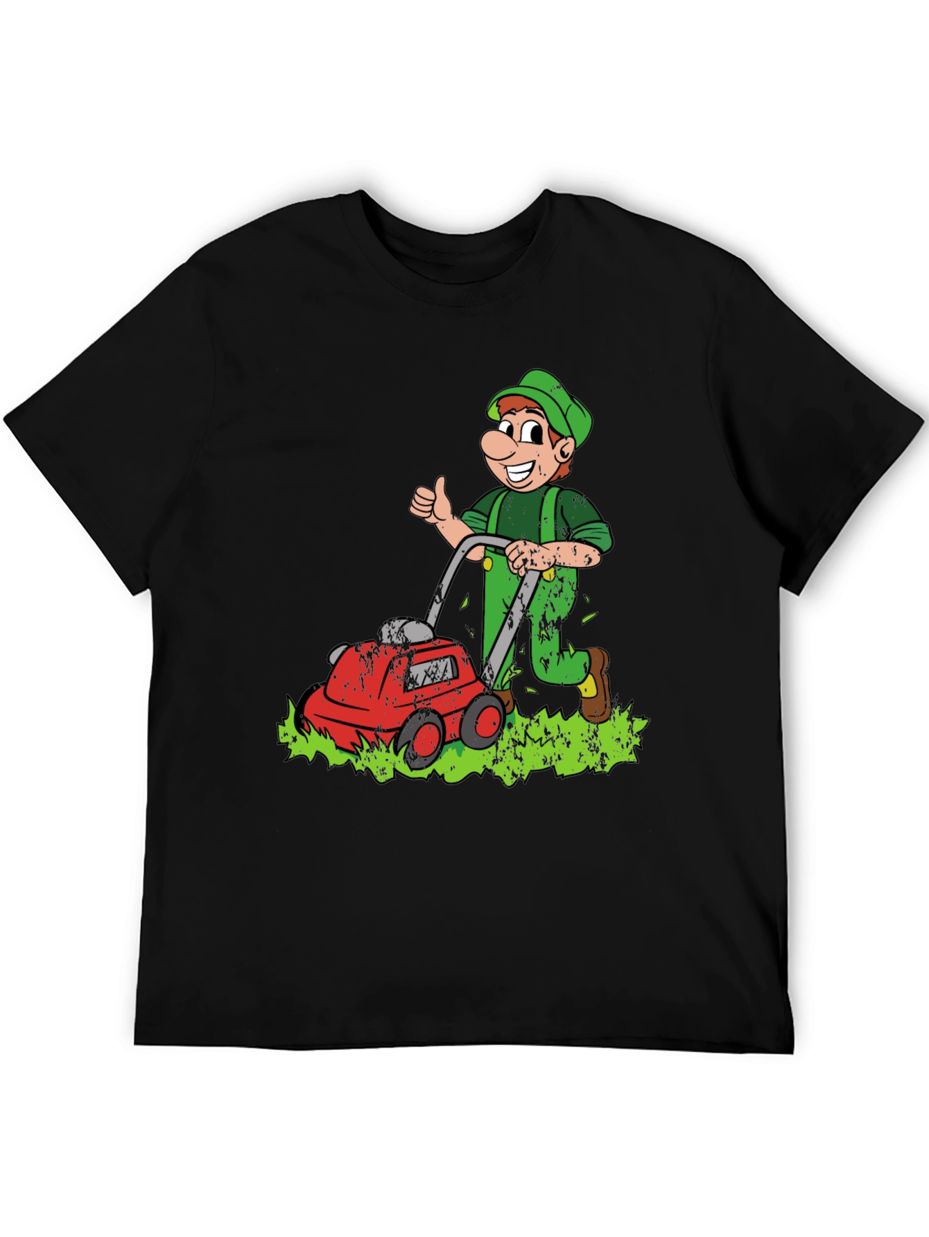 Black Lawn Mower Man Cartoon Graphic T-Shirt view 5