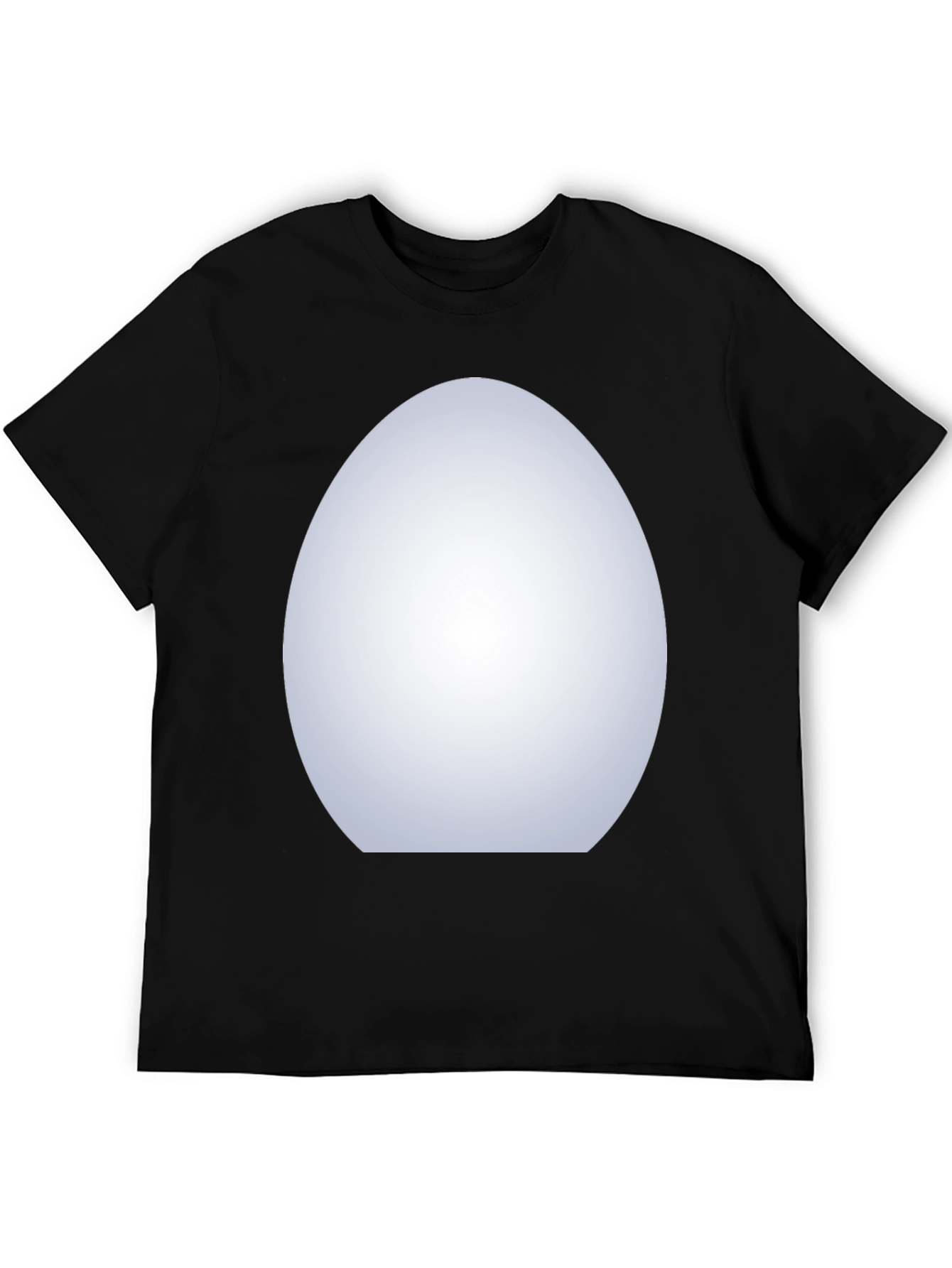 Black Men's Black Crew Neck T-Shirt with White Oval Design view 5