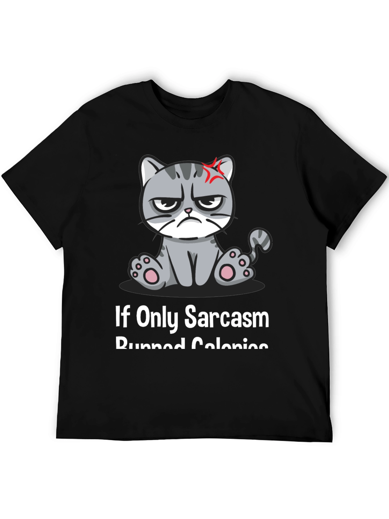 Black Sarcastic Cat T-Shirt - Grumpy Kitty Humor Tee view 5