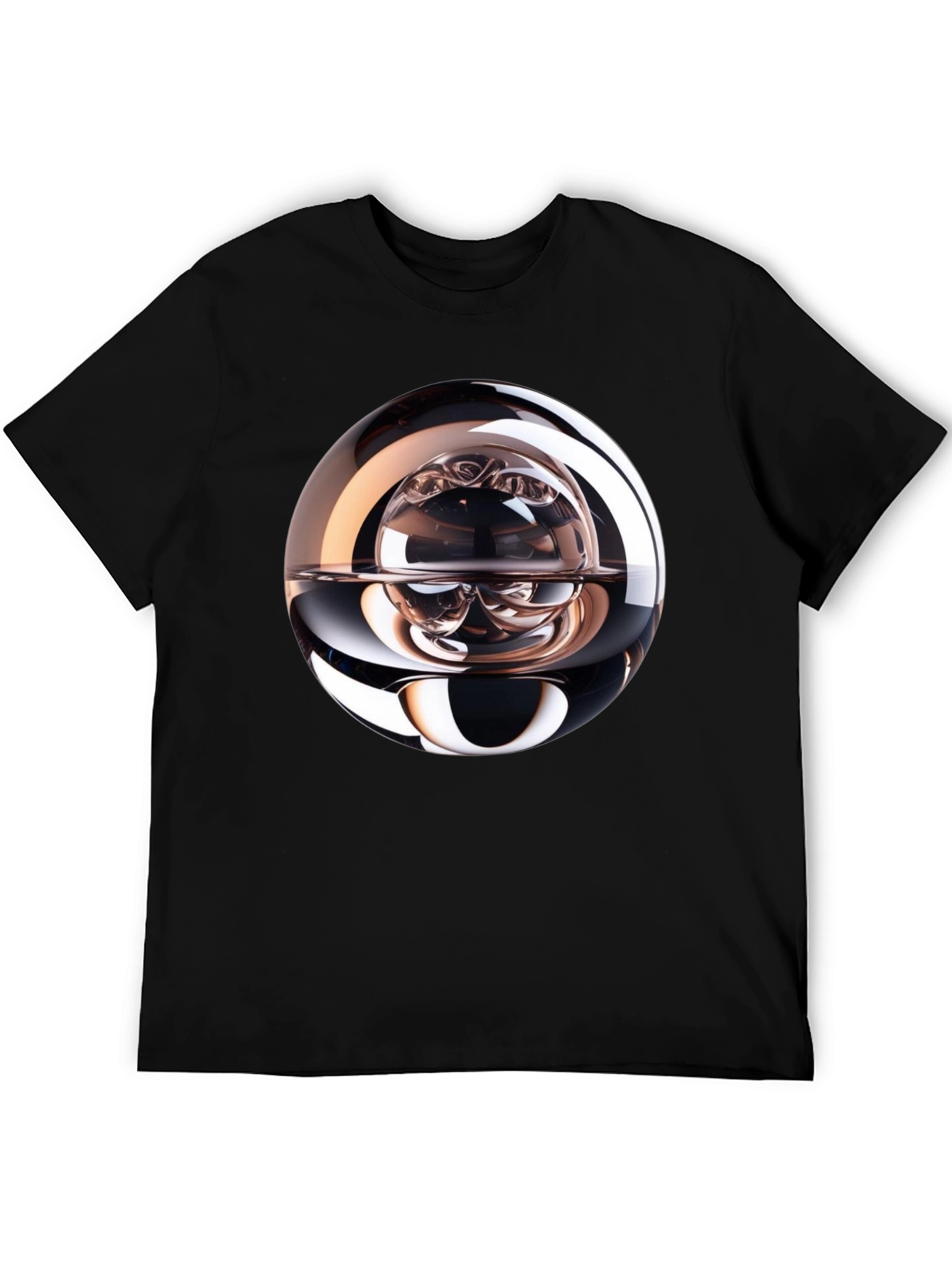 Black Abstract Sphere Graphic Tee - Modern Black T-Shirt view 5