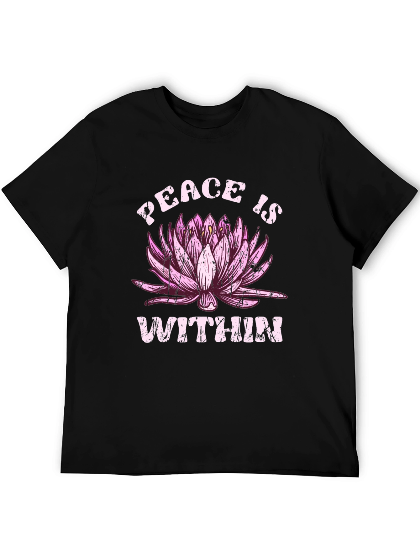 Black Peace Within Lotus Graphic Black T-Shirt view 5