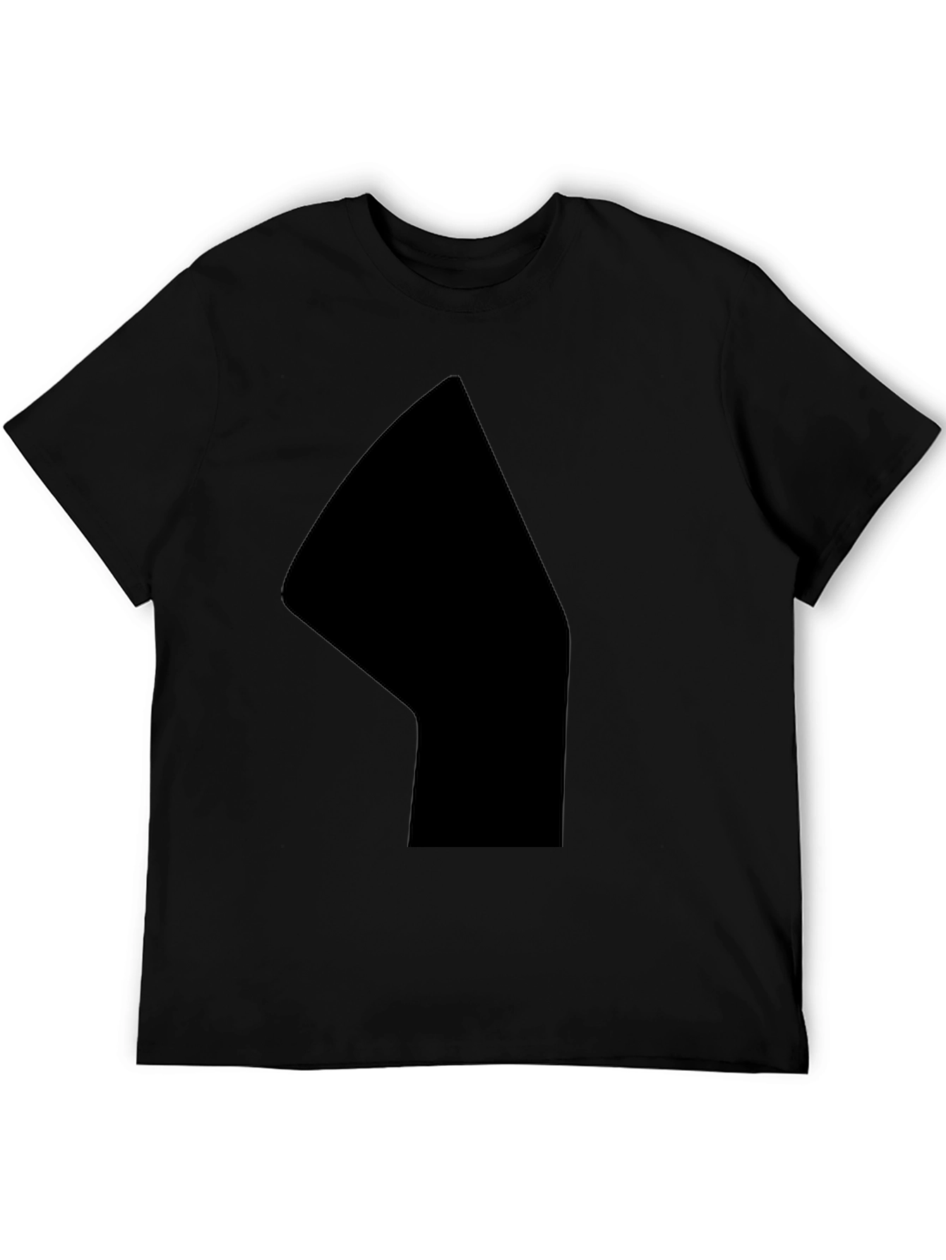 Black Men's Solid Black Graphic Tee - Casual Style view 5