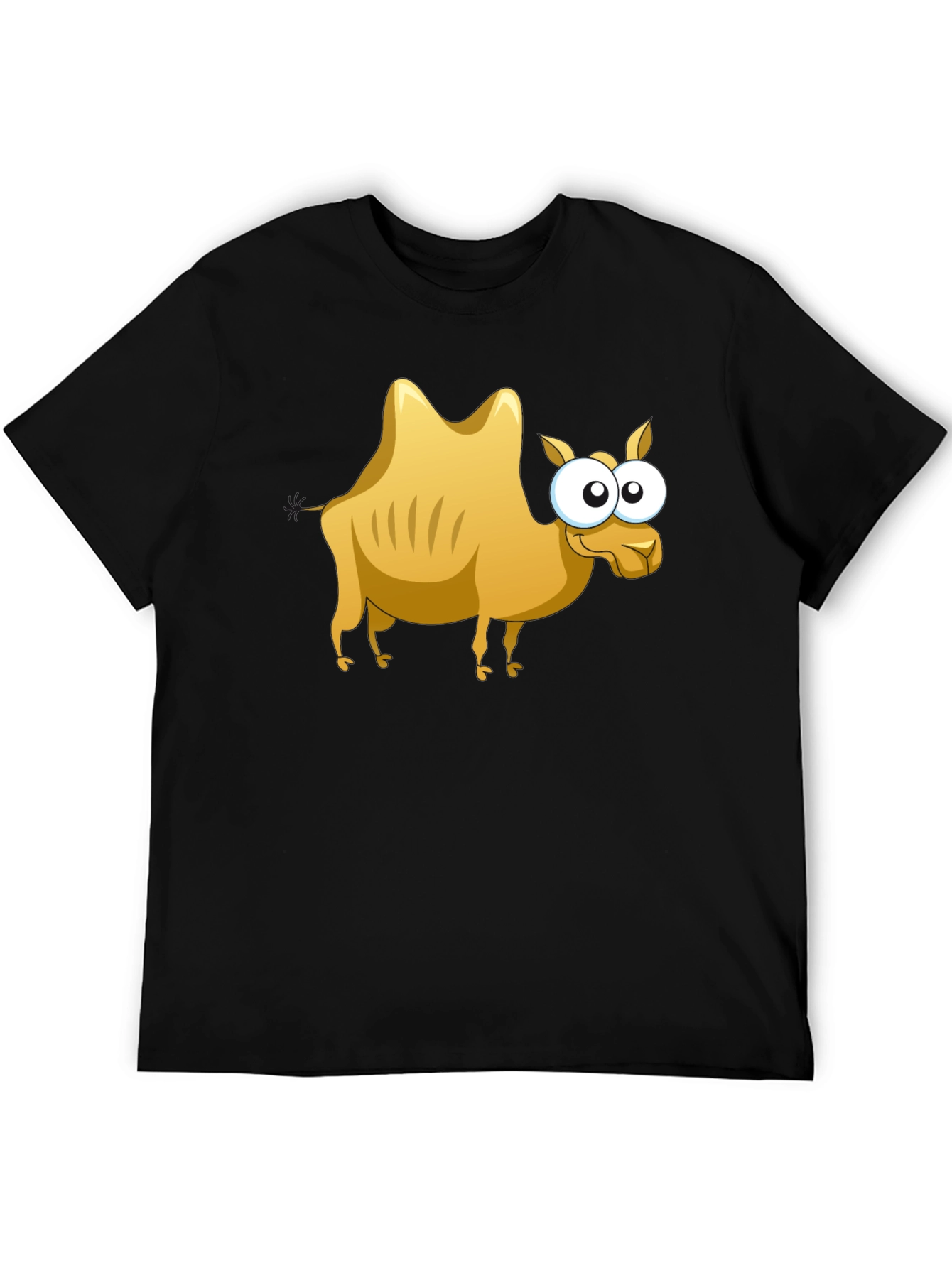 Black Cartoon Camel Graphic Tee - Black Cotton T-Shirt view 5