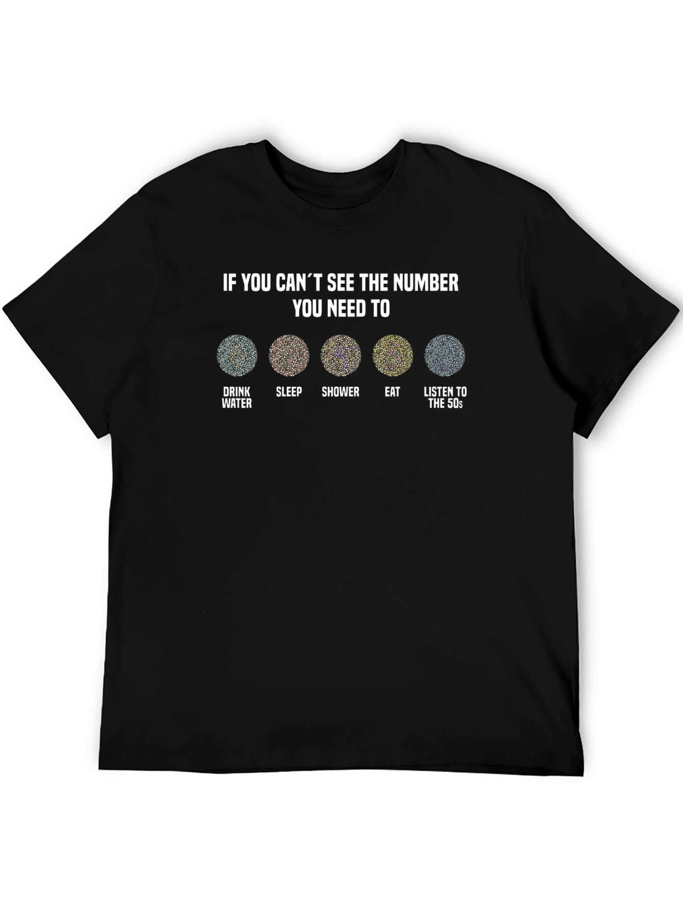 Black Ishihara Test Humor Graphic T-Shirt view 5