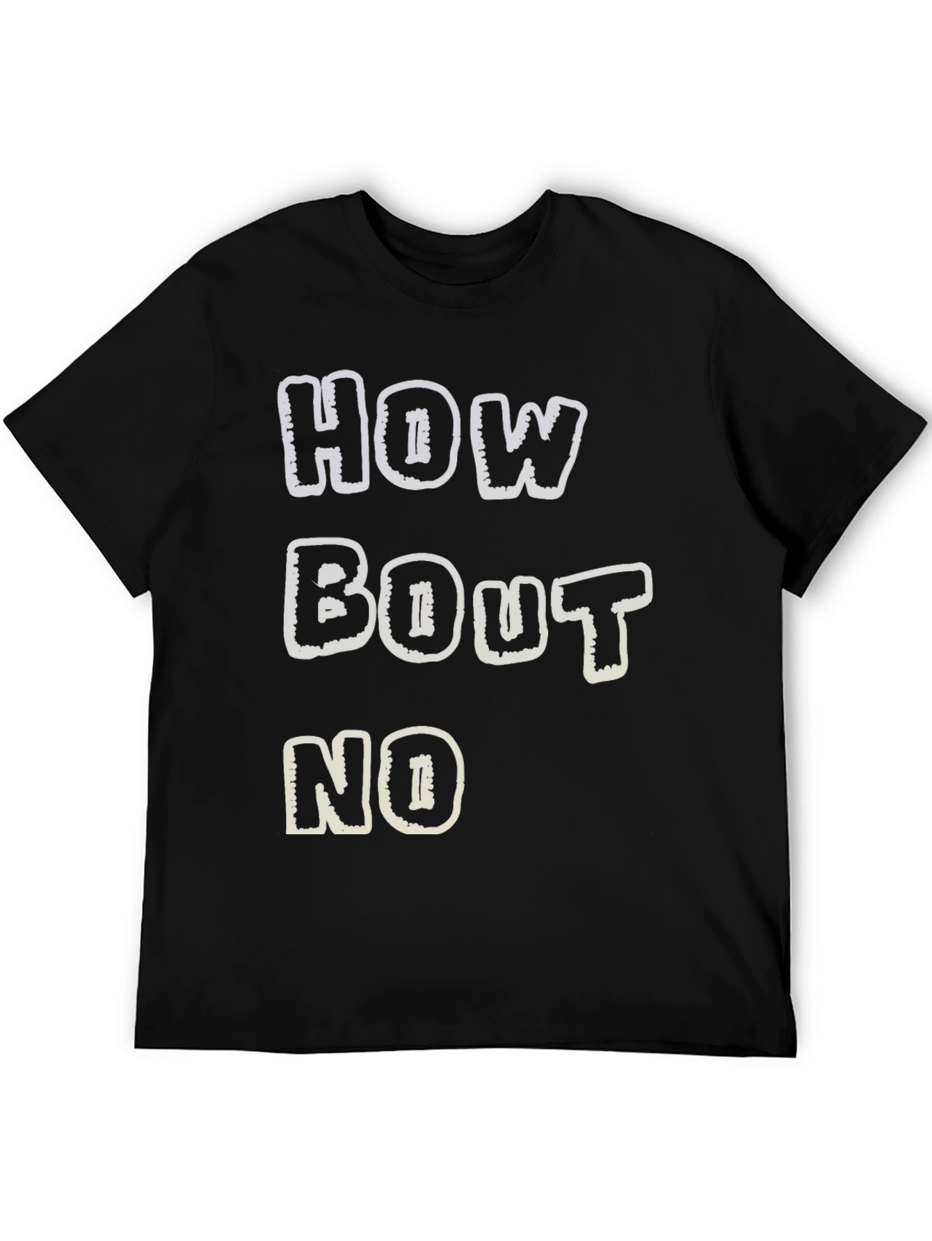 Black Funny Graphic T-Shirt - How Bout No - Black Tee view 5
