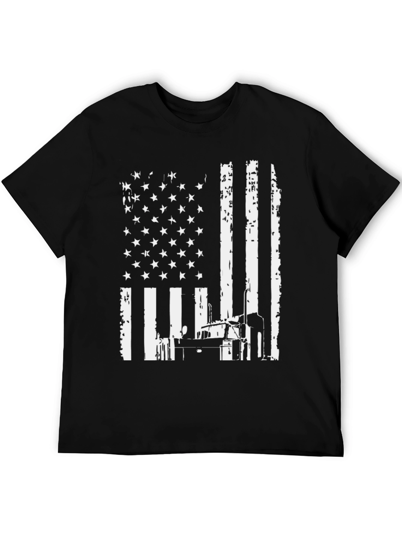 Black American Flag Trucker T-Shirt view 5