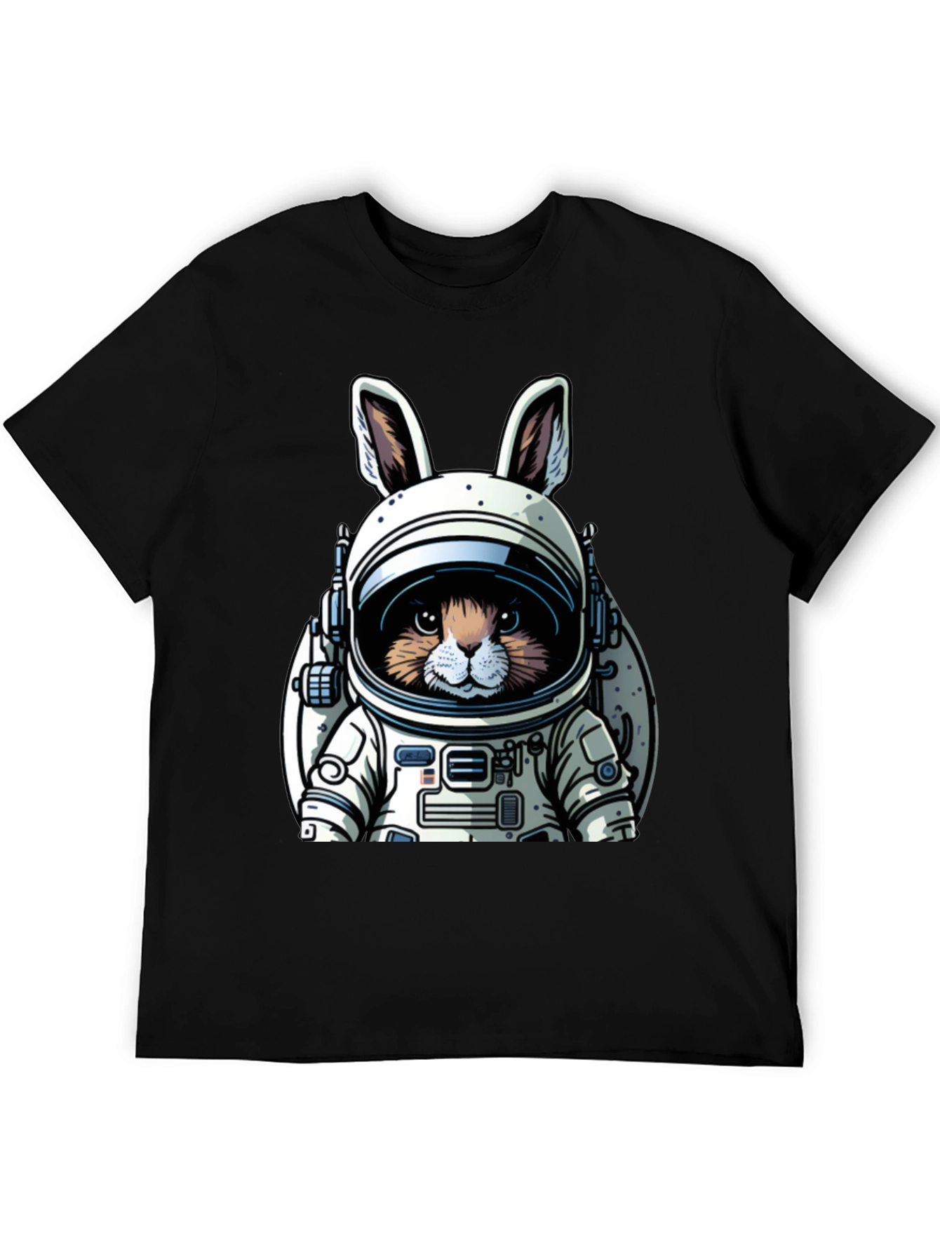 Black Astronaut Bunny Black T-Shirt view 5