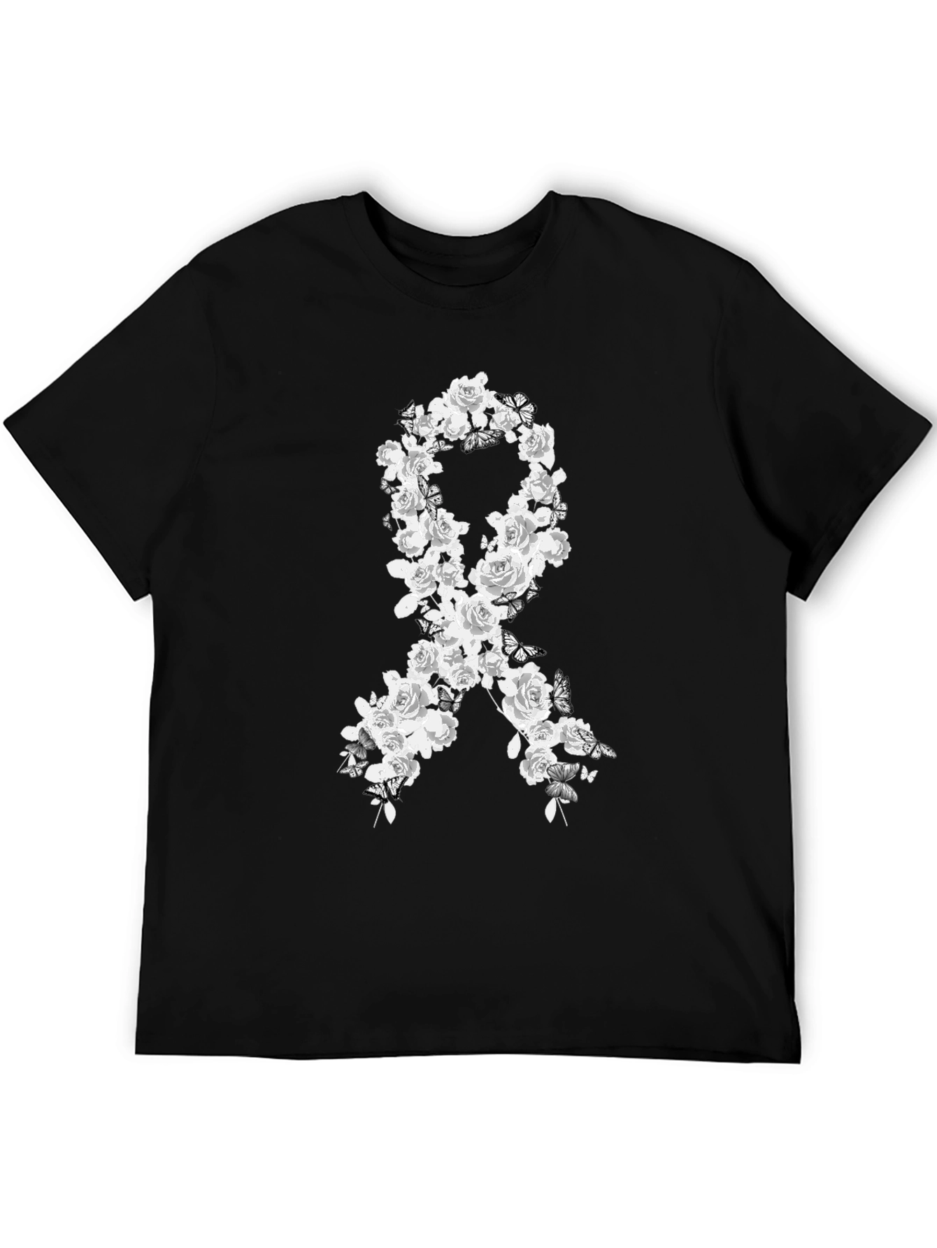 Black Floral Ribbon Graphic Tee - Awareness & Support view 5