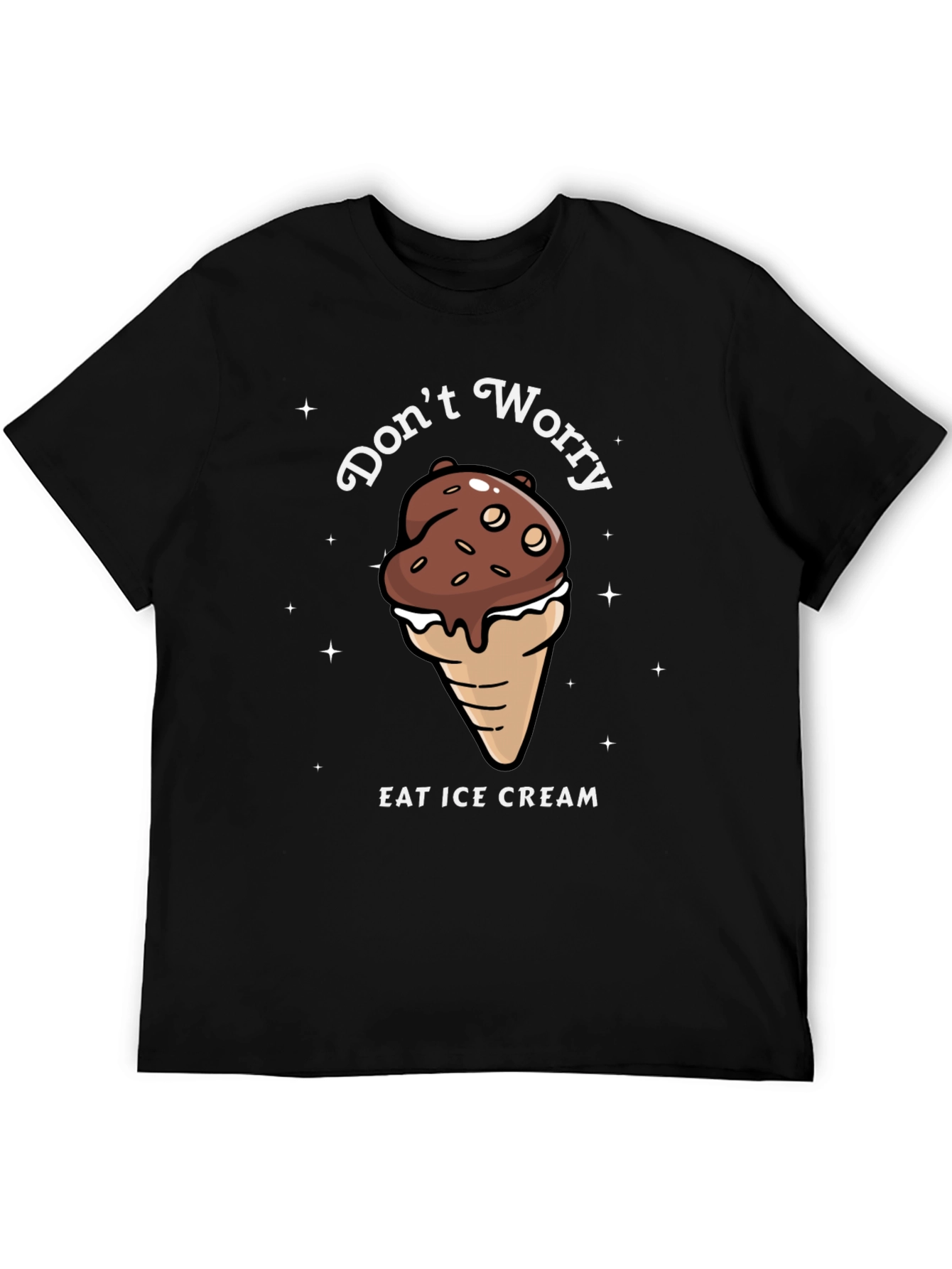 Black Don't Worry Eat Ice Cream Graphic Tee view 5