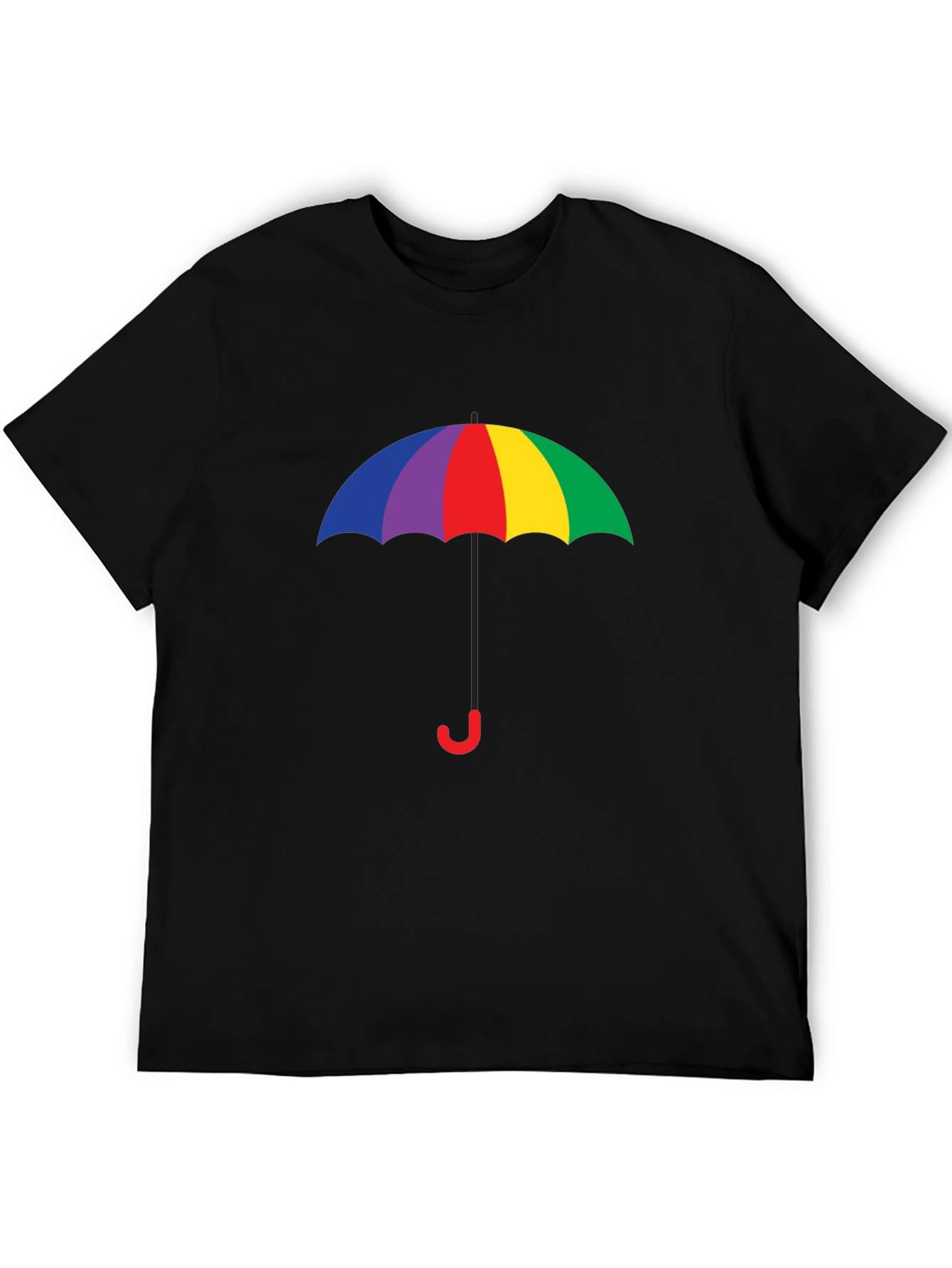 Black Rainbow Umbrella Graphic Tee - Black Cotton Blend view 5
