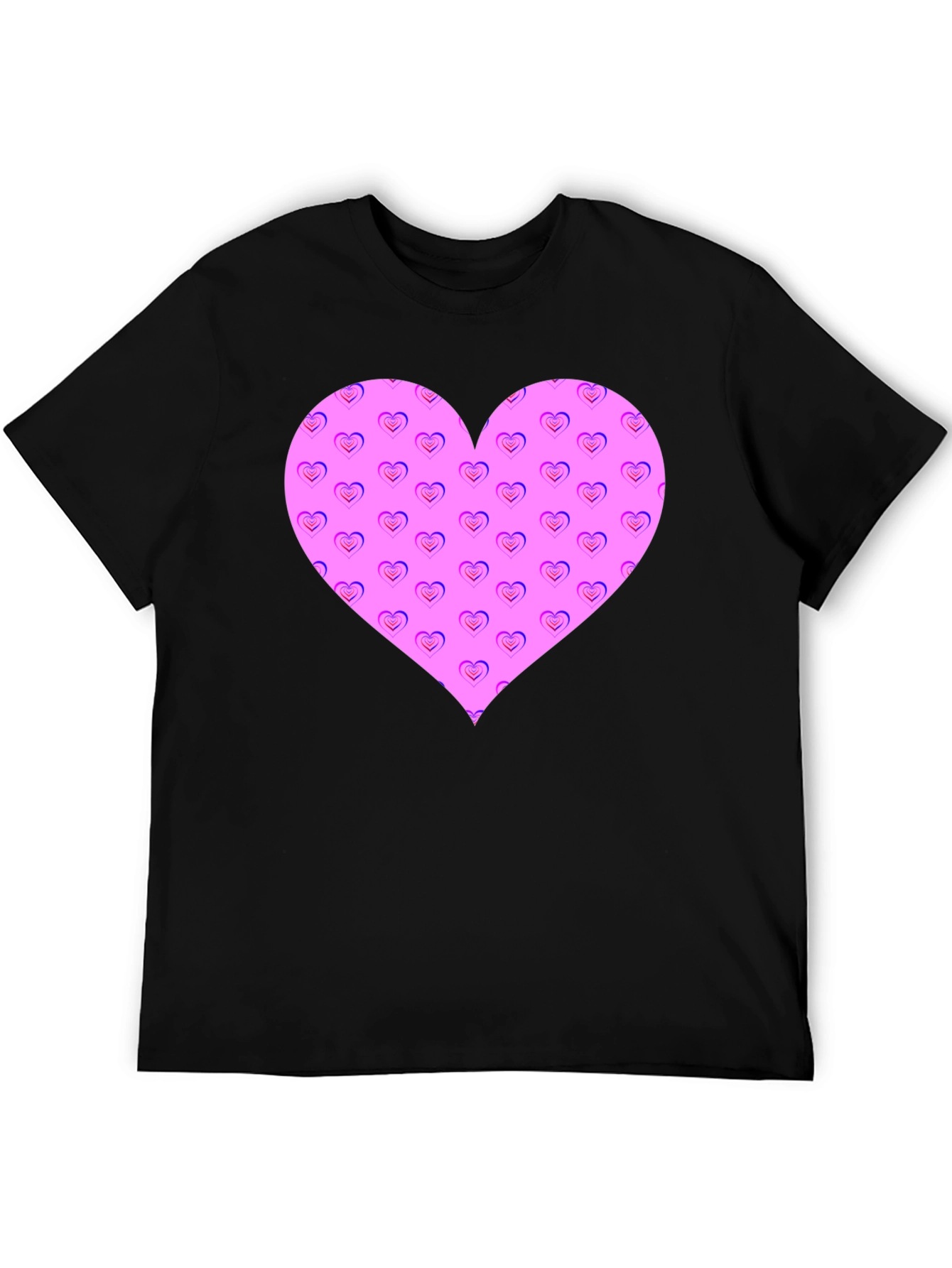 Black Heart Pattern Black T-Shirt view 5