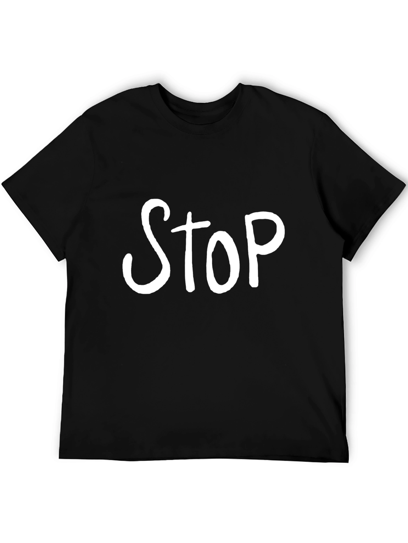Black STOP Graphic Tee - Trendy Black T-Shirt view 5