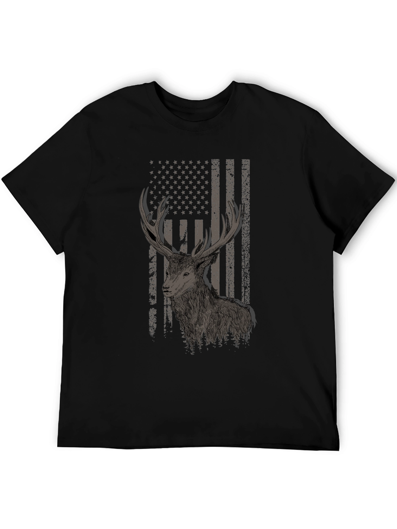 Black Deer Flag Graphic Tee - Black Cotton Blend view 5