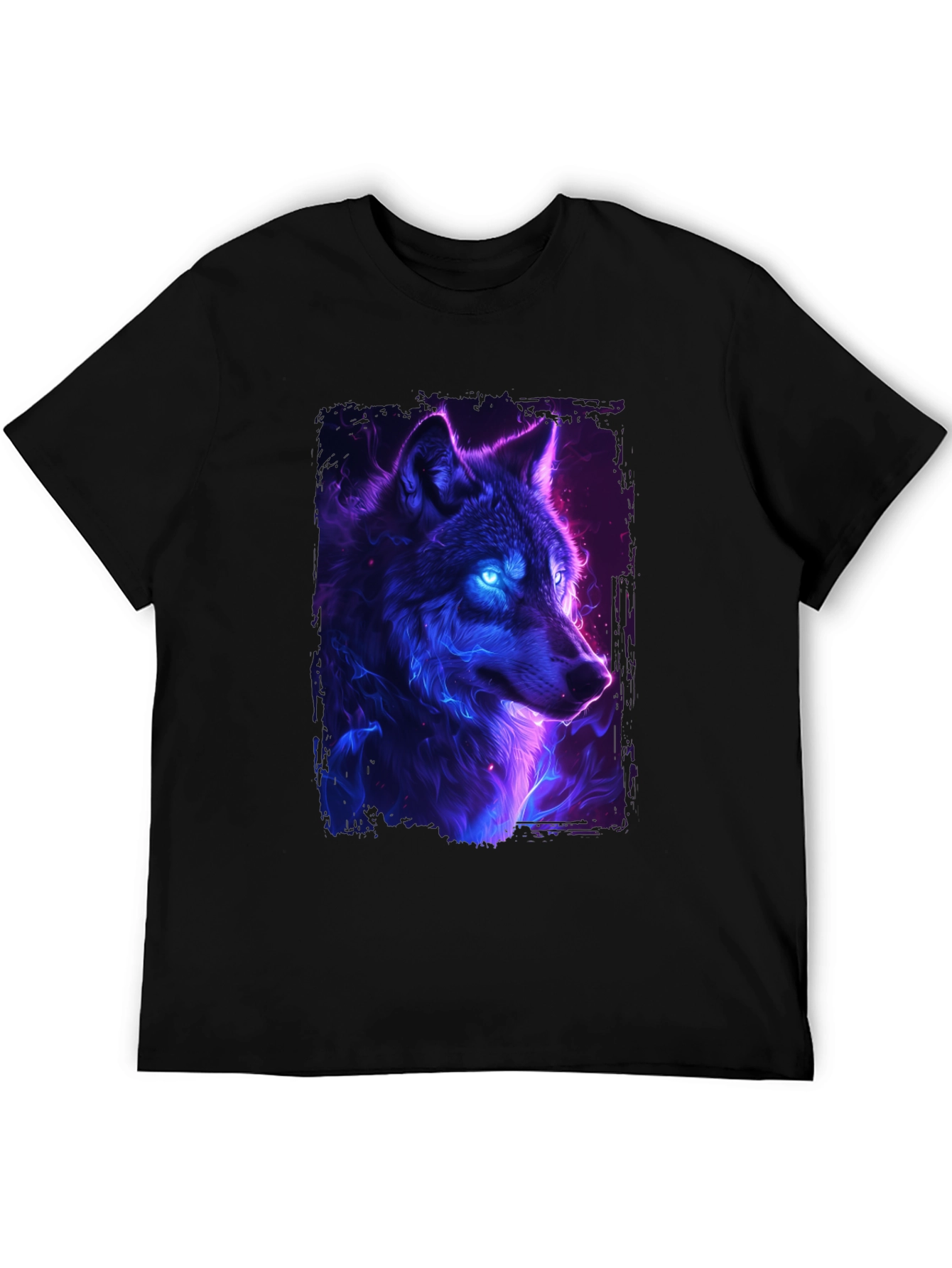 Black Neon Wolf Graphic Tee - Black T-Shirt view 5