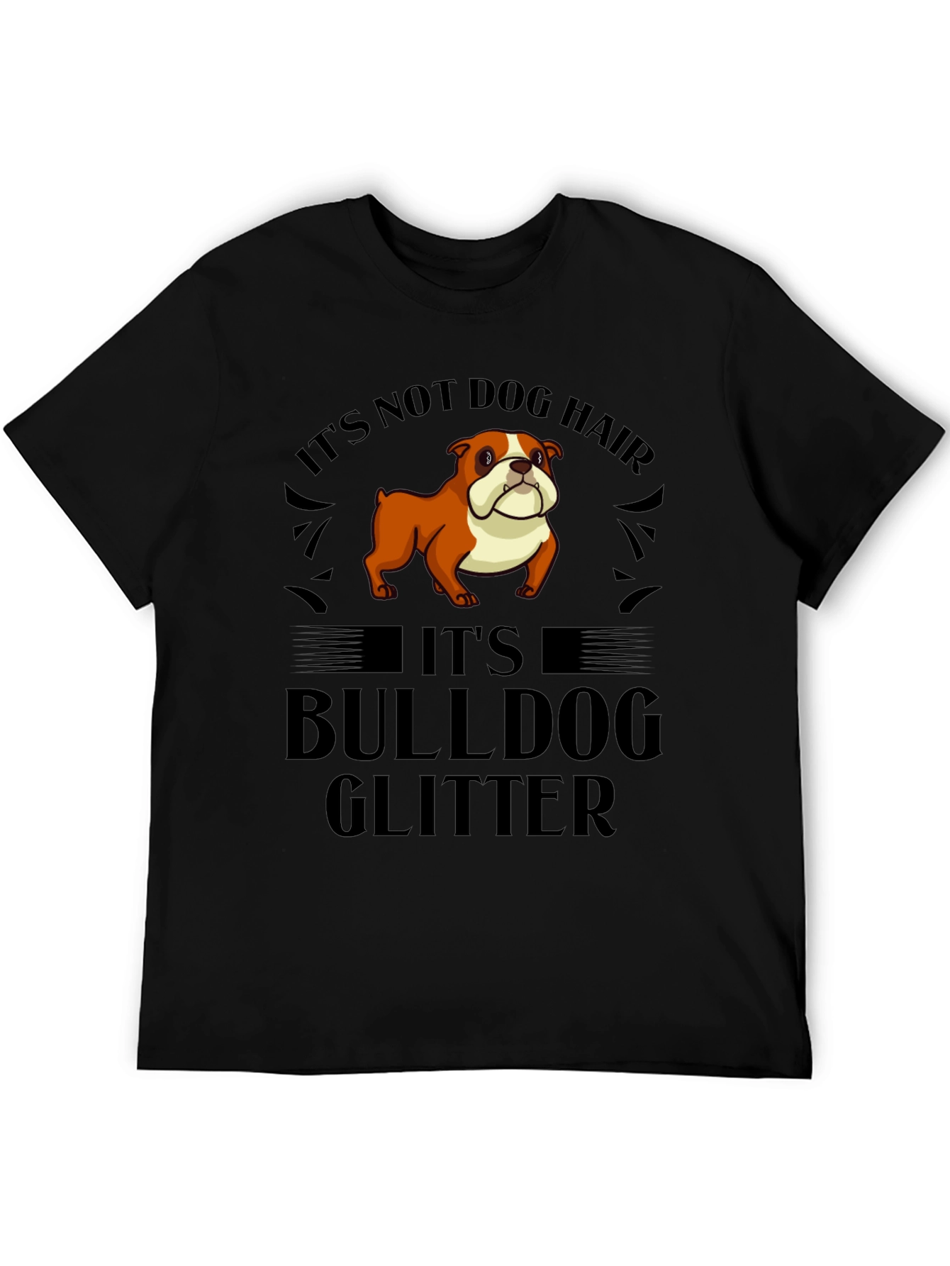 Black Bulldog Glitter T-Shirt - Funny Dog Lover Tee view 5