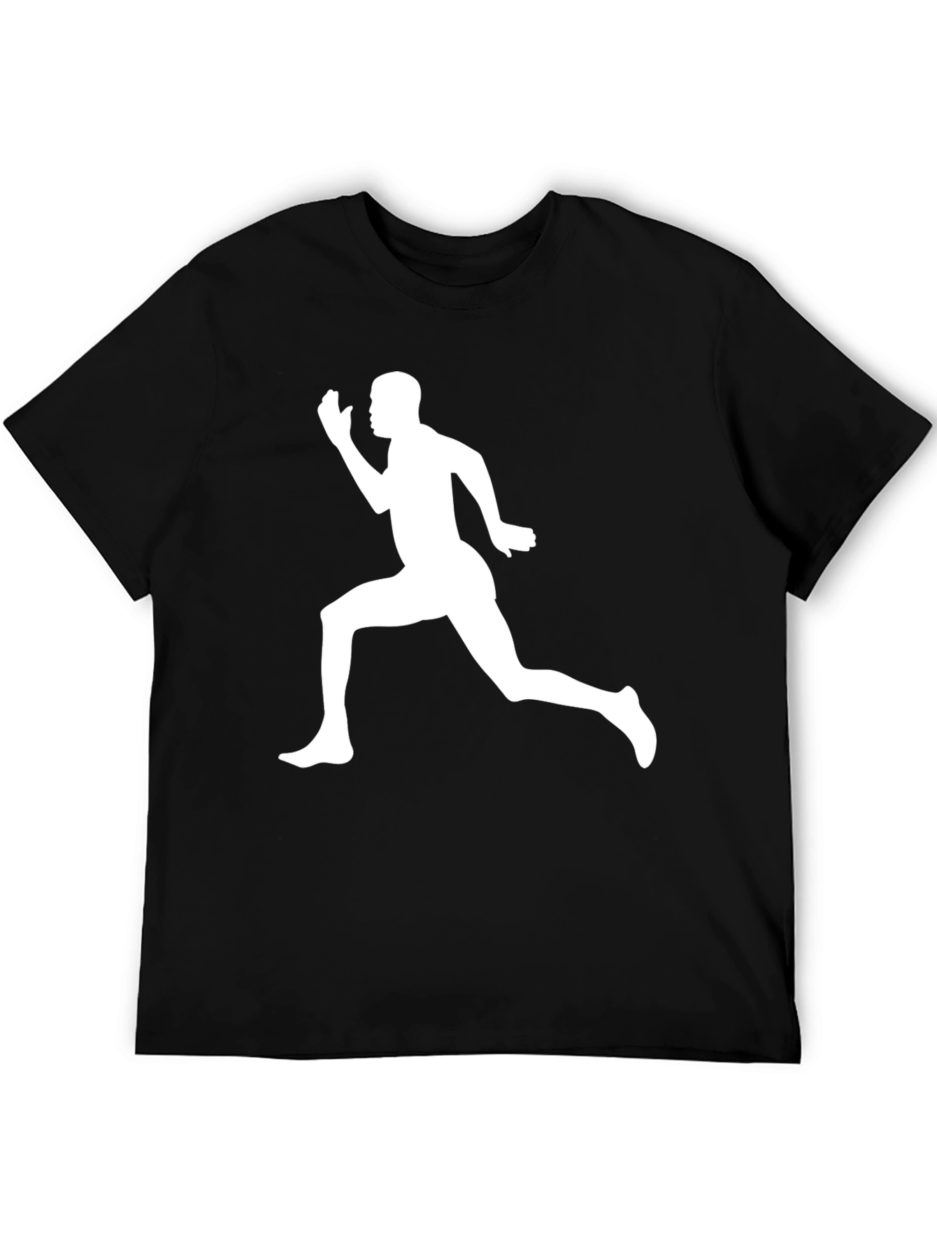 Black Men's Black T-Shirt with Running Man Graphic view 5