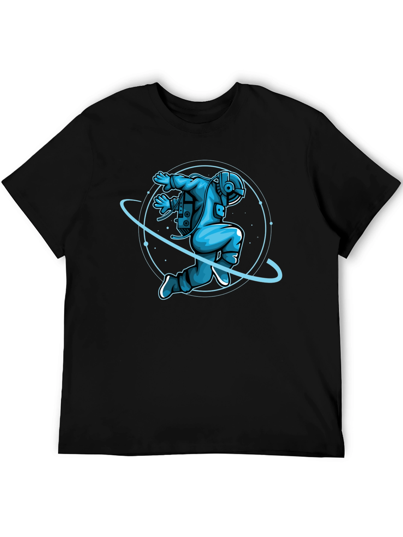 Black Astronaut Graphic T-Shirt - Black Crew Neck view 5