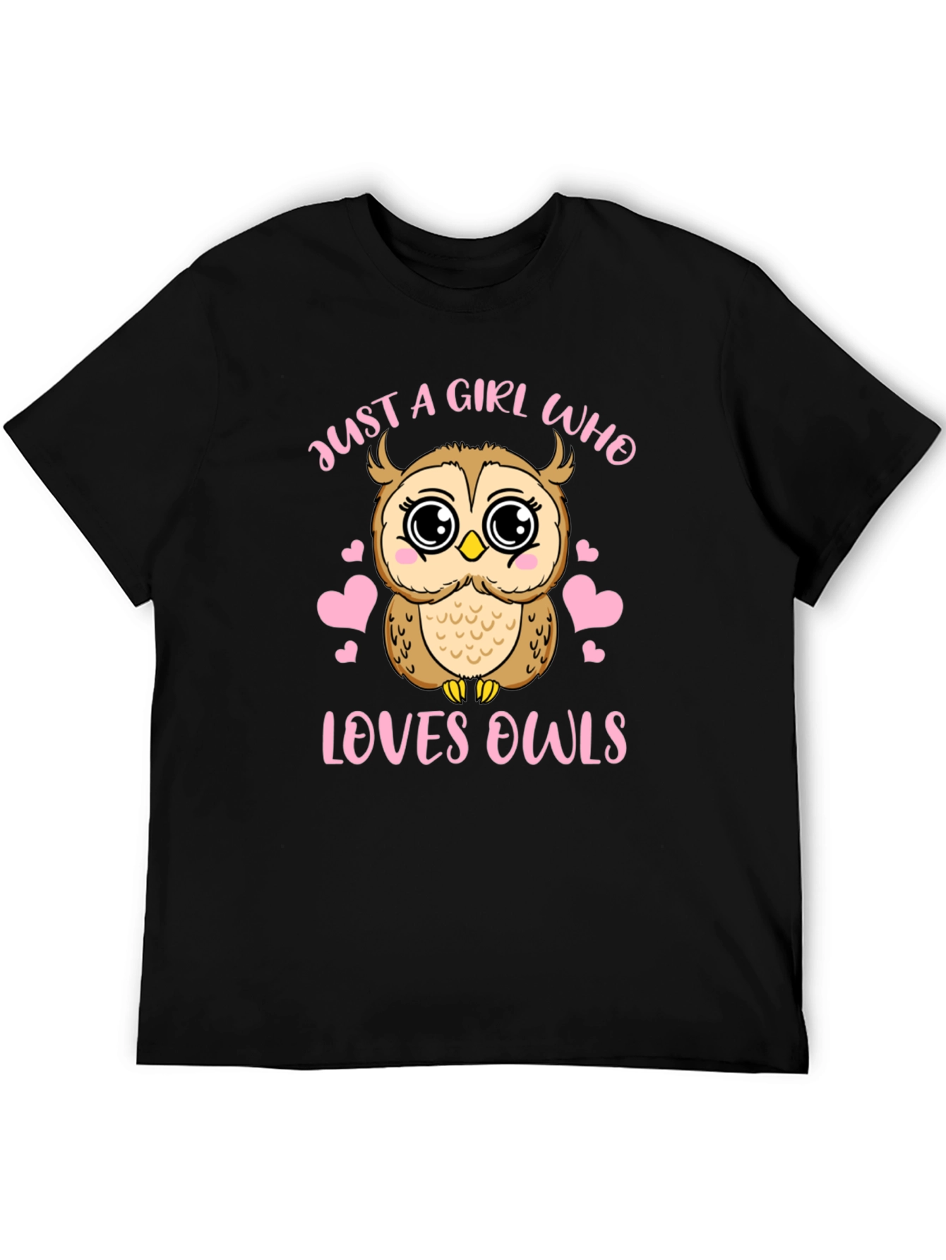 Black Girl's Owl Lover T-Shirt - Cute Owl Design view 5