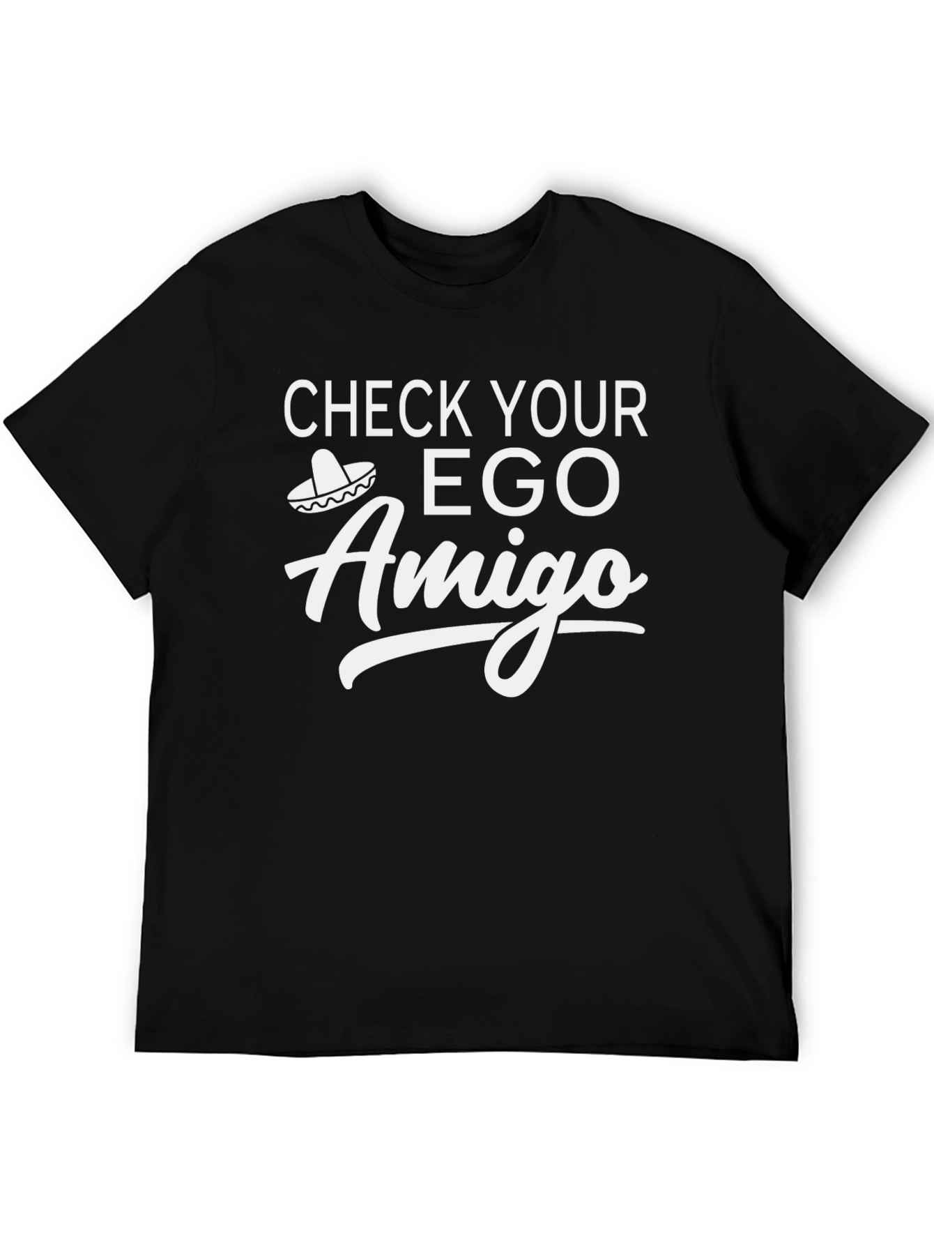 Black Check Your Ego Amigo Graphic T-Shirt view 5